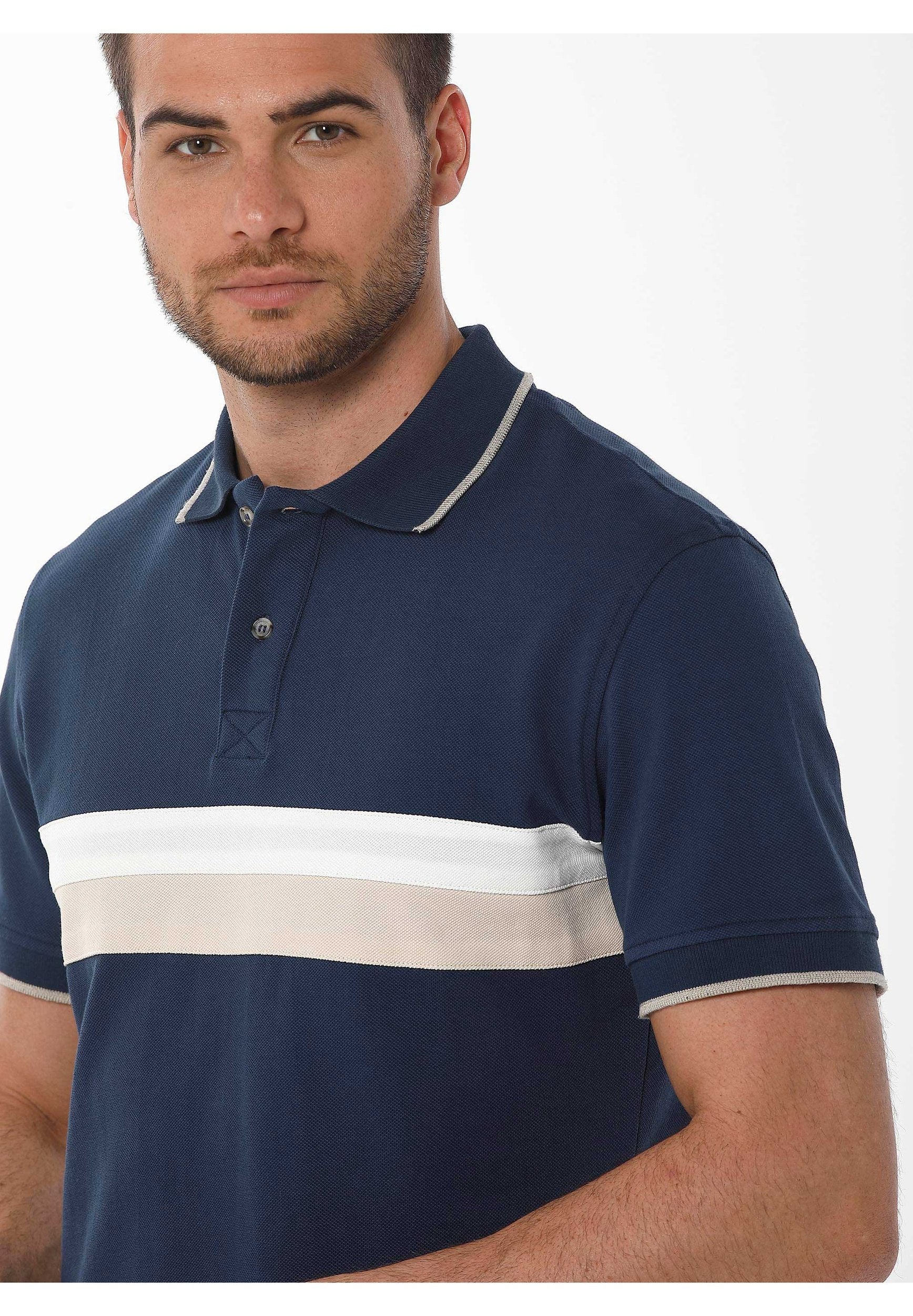 Poloshirt aus Bio-Baumwolle mit kontrast Streifen