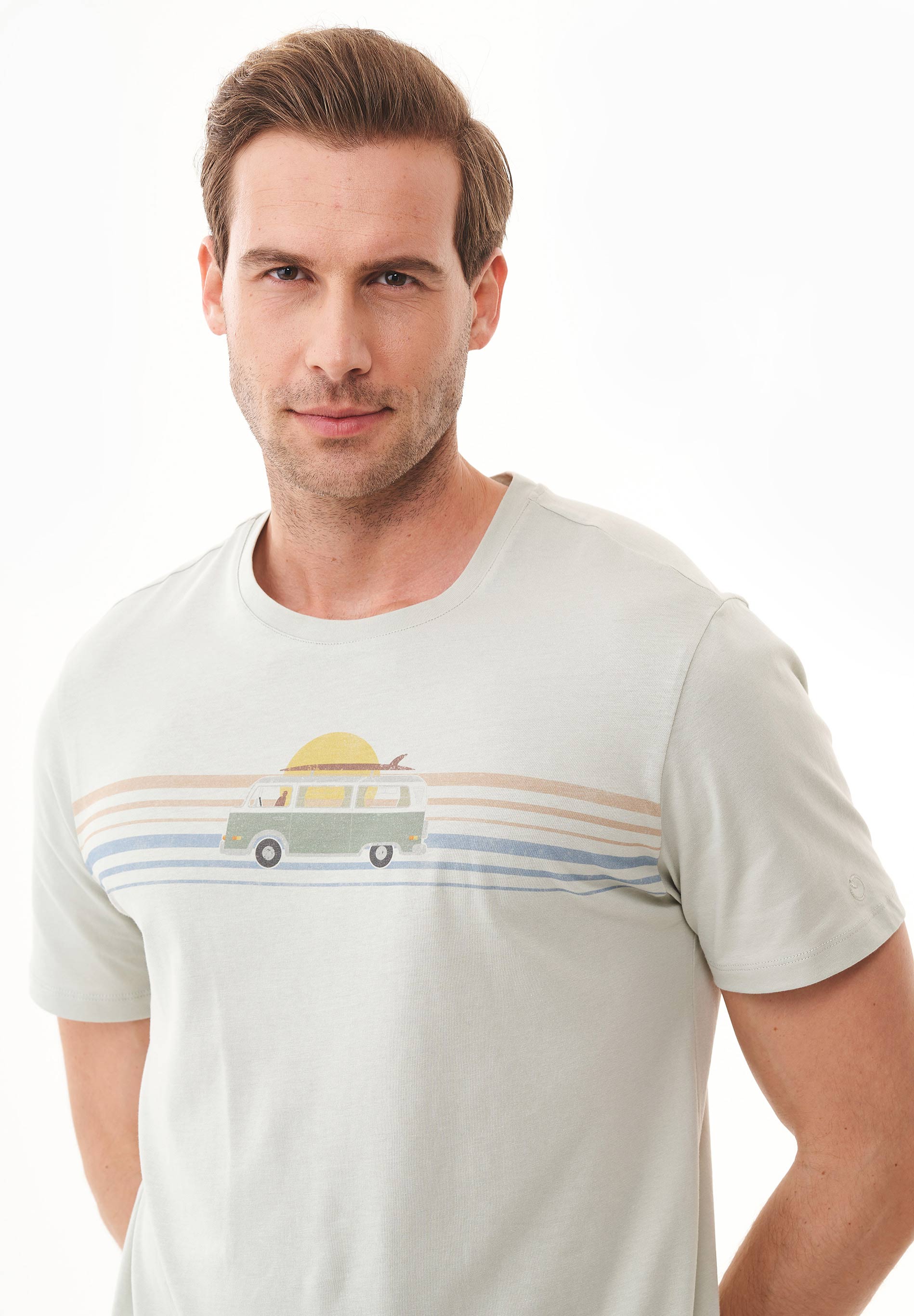 T-Shirt aus Bio-Baumwolle mit Wagen-Print