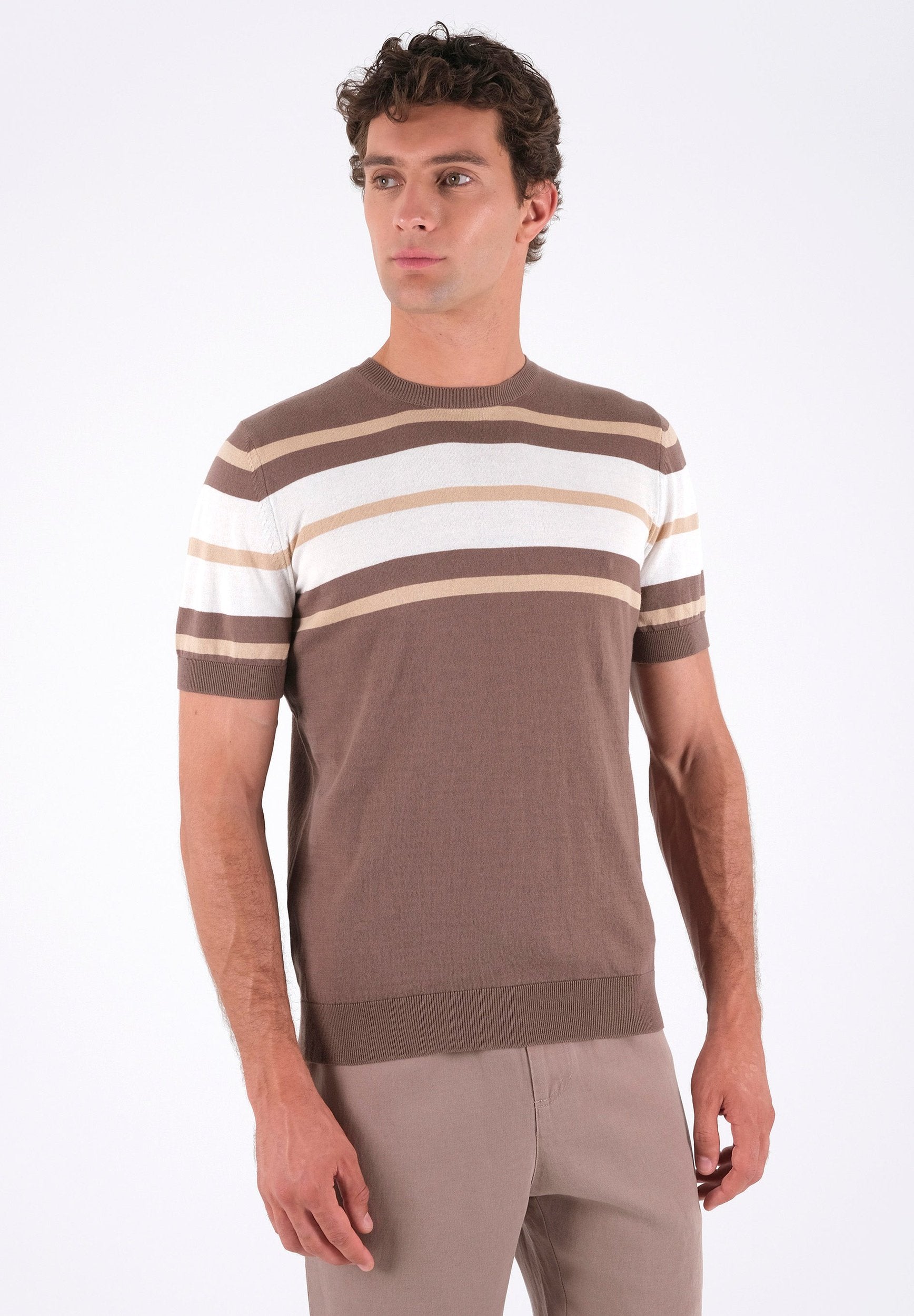 Feinstrick-T-Shirt aus Bio-Baumwolle mit Streifen