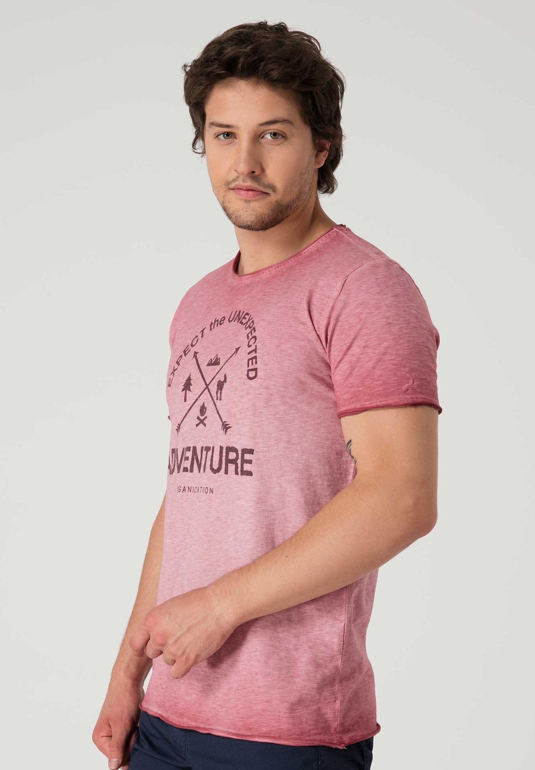 Print T-Shirt aus Bio-Baumwolle mit Raw-Edge