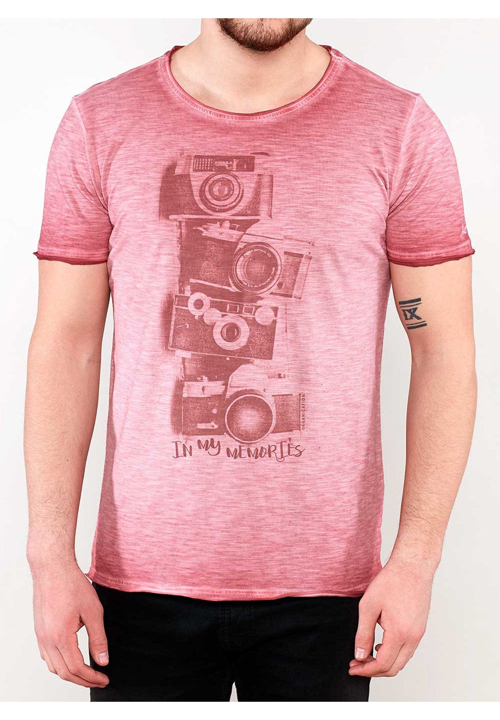 Raw-edge T-Shirt aus Bio-Baumwolle mit Kameramotiv