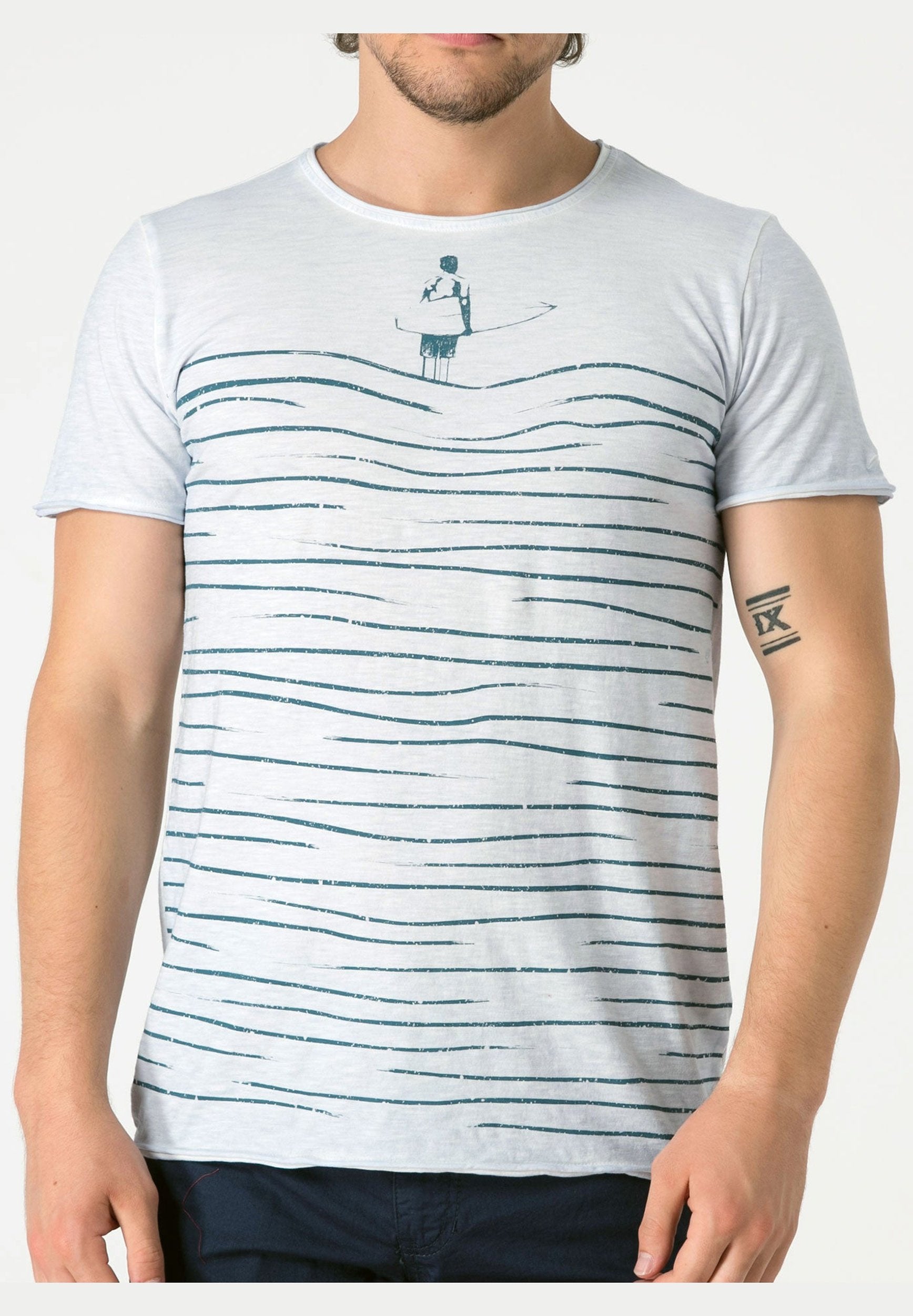 Raw-edge T-Shirt aus Bio-Baumwolle mit Line Print