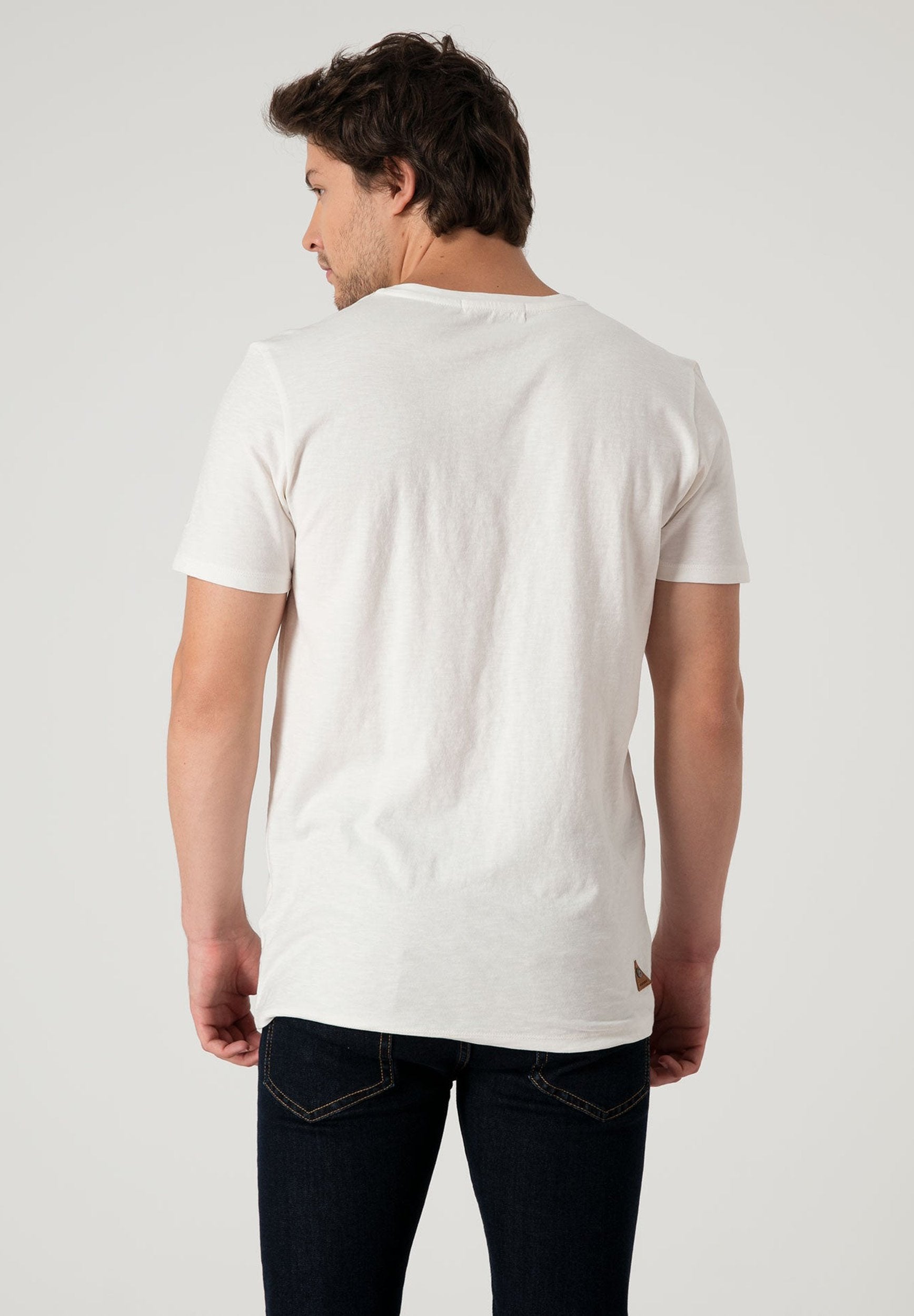 T-Shirt aus Bio-Baumwolle mit V-Ausschnitt und Print