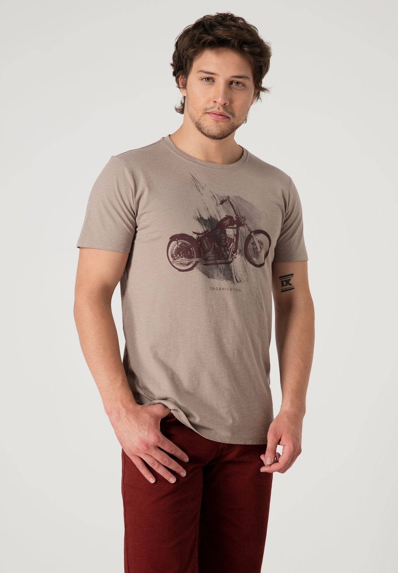 T-Shirt aus Bio-Baumwolle mit Motorrad Print