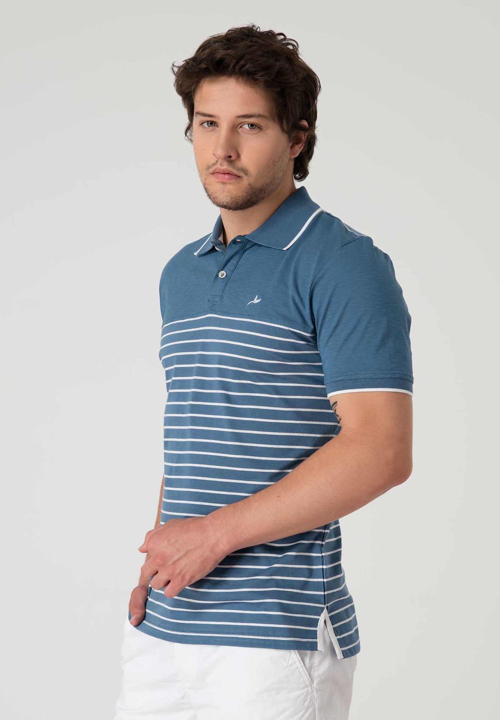 Gestreiftes Poloshirt aus Bio-Baumwolle mit Knopfleiste