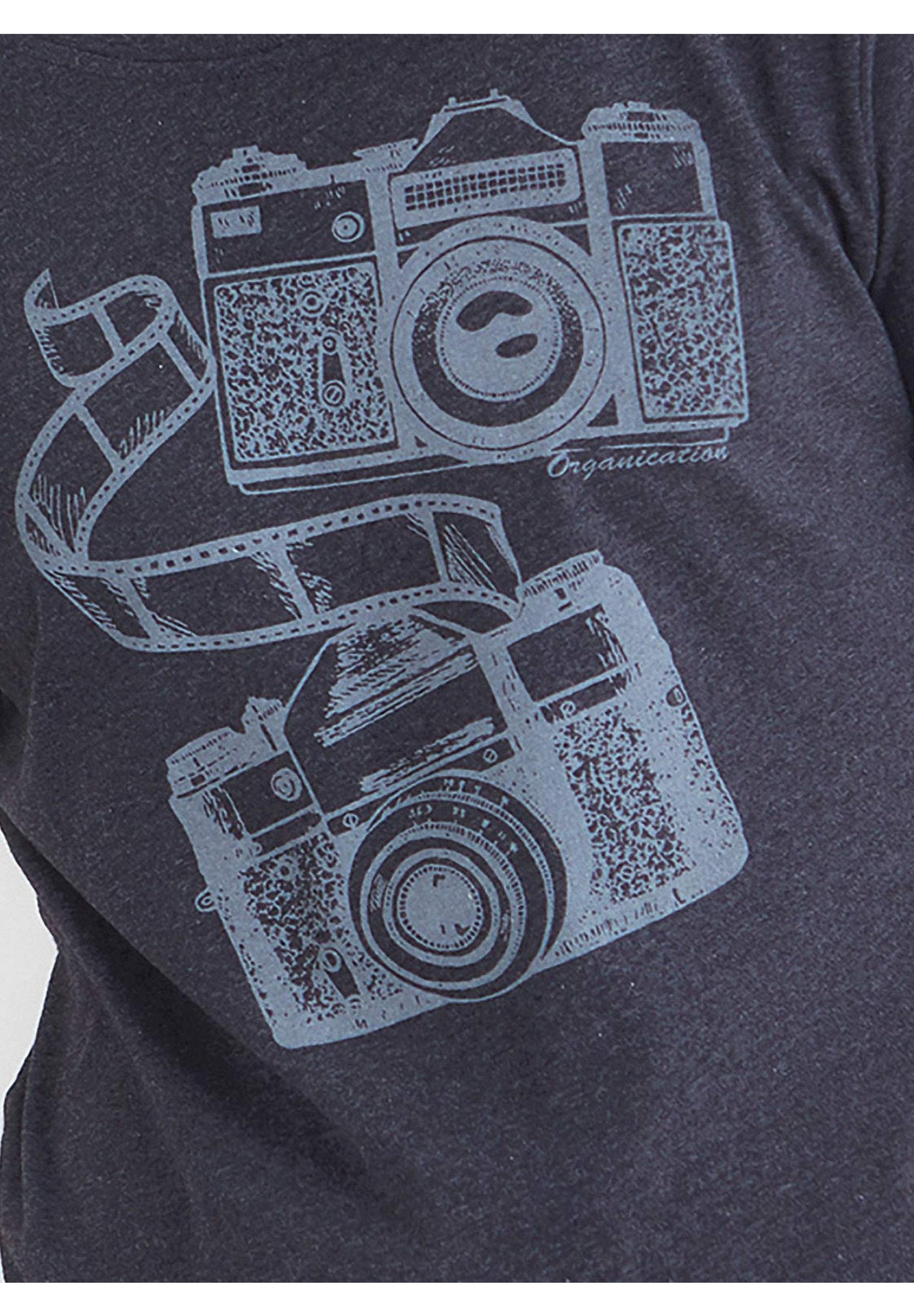 Kurzarm T-Shirt aus Bio-Baumwolle mit Fotoaparat - Print