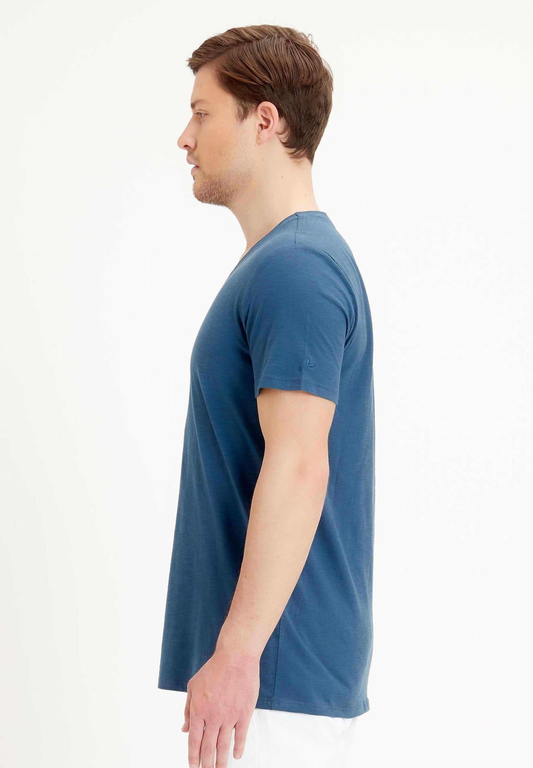 Basic T-Shirt aus Bio-Baumwolle mit V-Ausschnitt