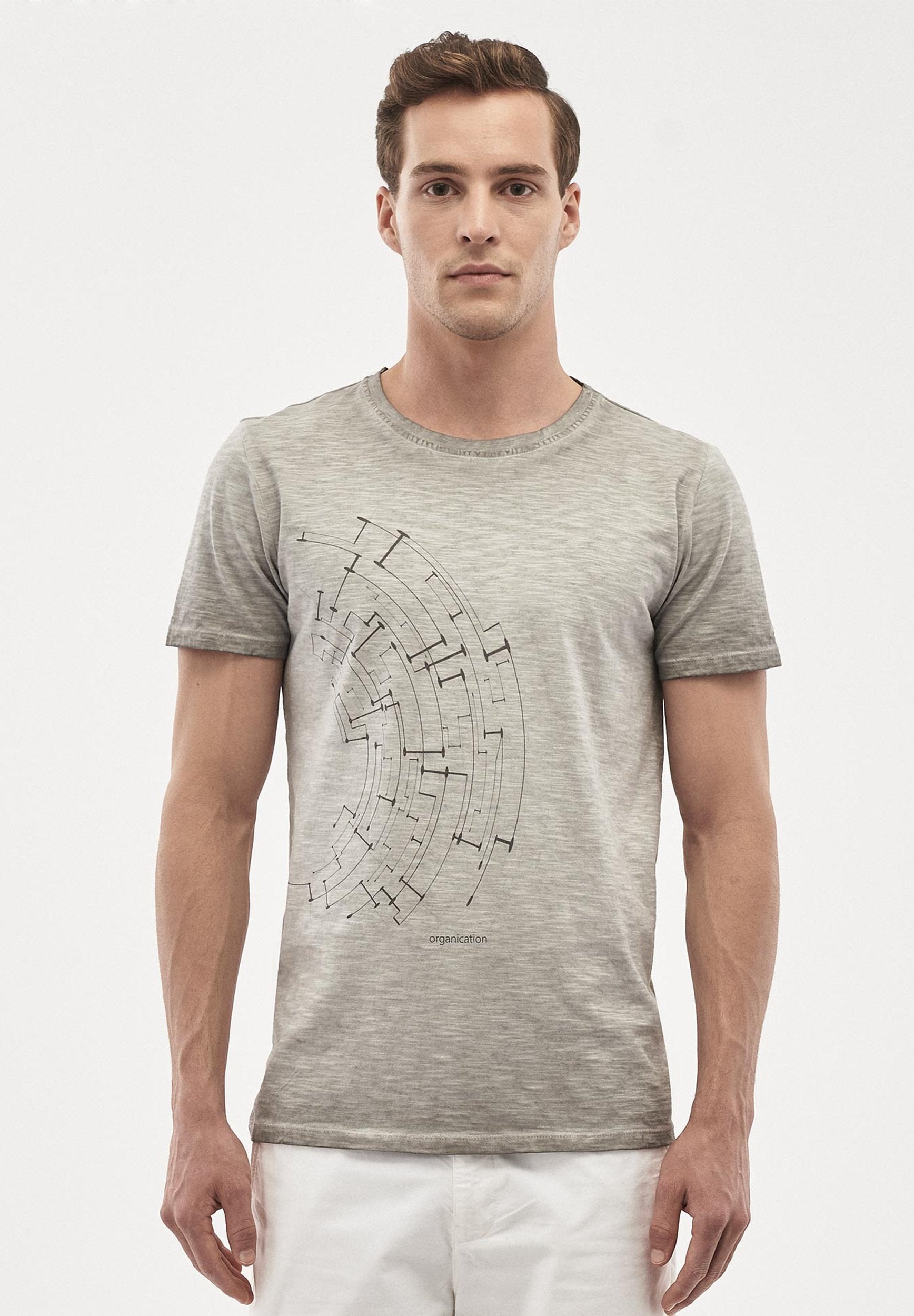 T-Shirt aus Bio-Baumwolle mit asymmetrischem Druck