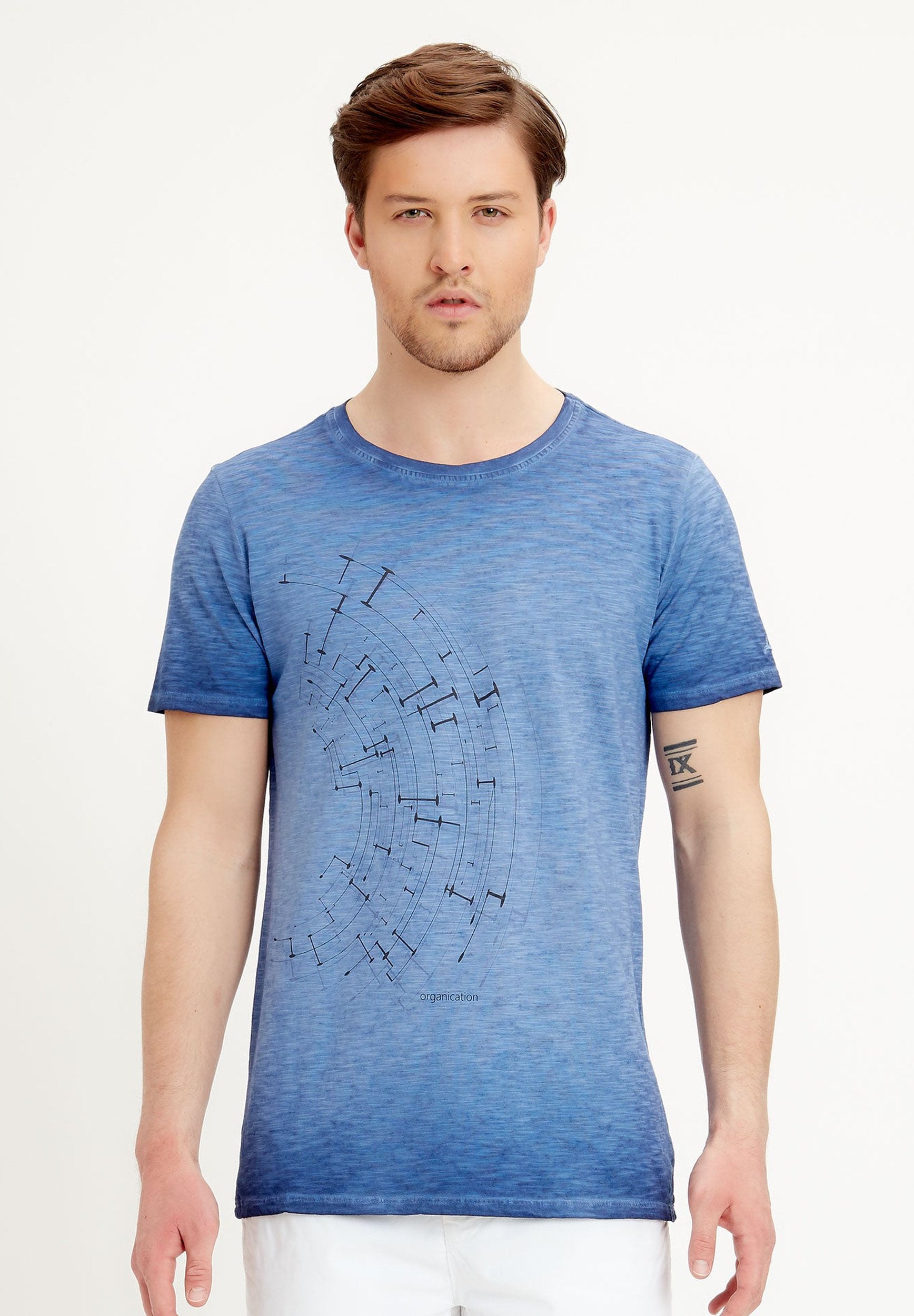 T-Shirt aus Bio-Baumwolle mit asymmetrischem Druck