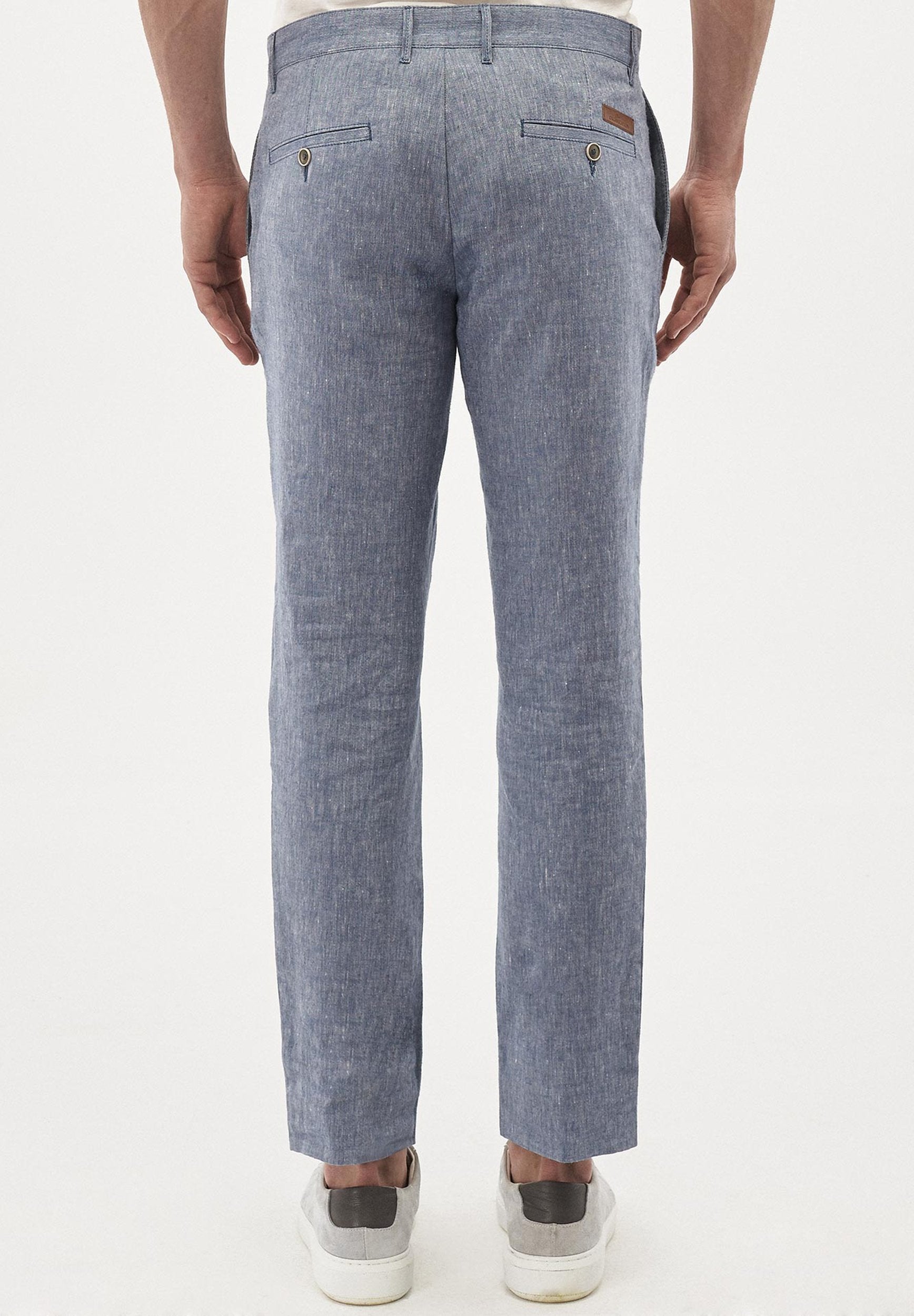 Hose aus Leinen-Mix in Denim Optik