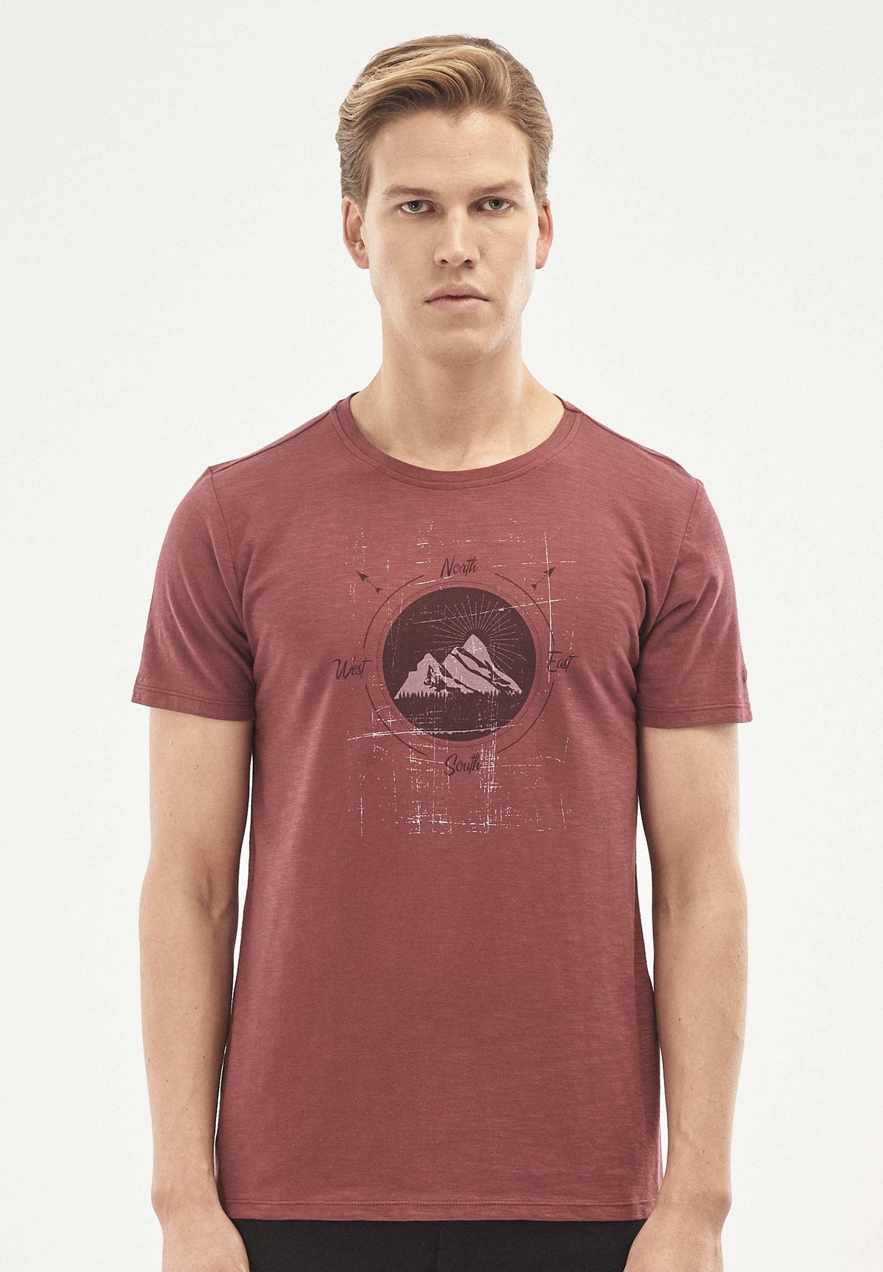 T-Shirt aus Bio-Baumwolle mit Berg-Print