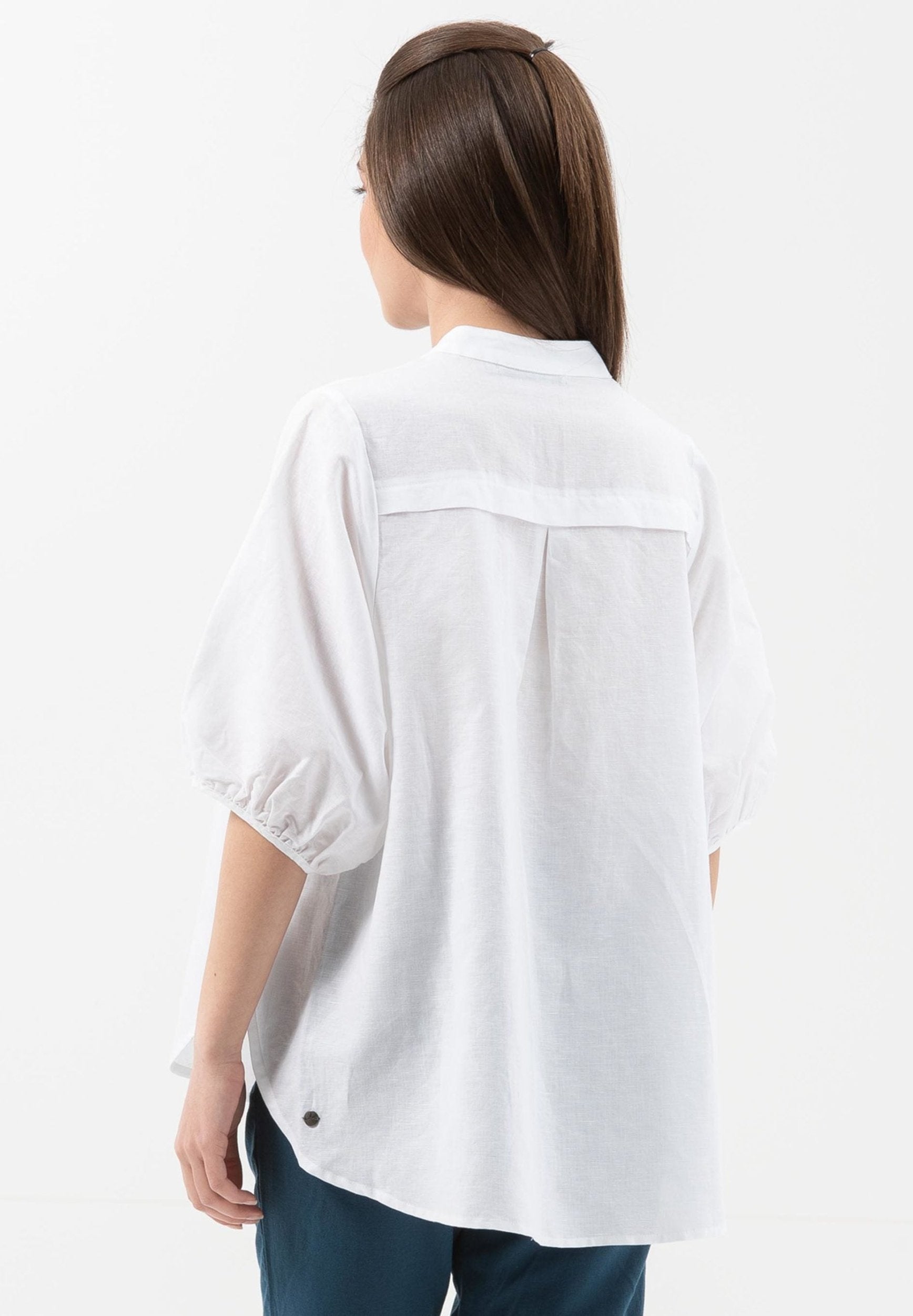 Bluse aus Leinen mit Bio-Baumwolle