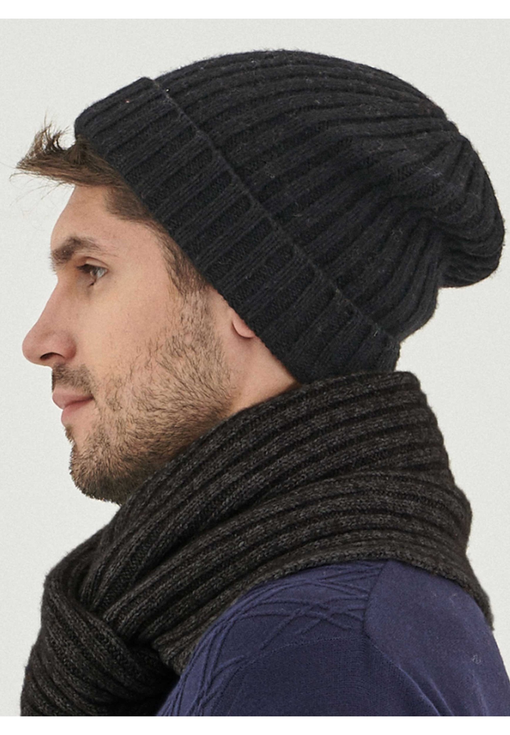 Unisex Strick-Beanie aus Bio-Merinowolle und Bio-Baumwolle