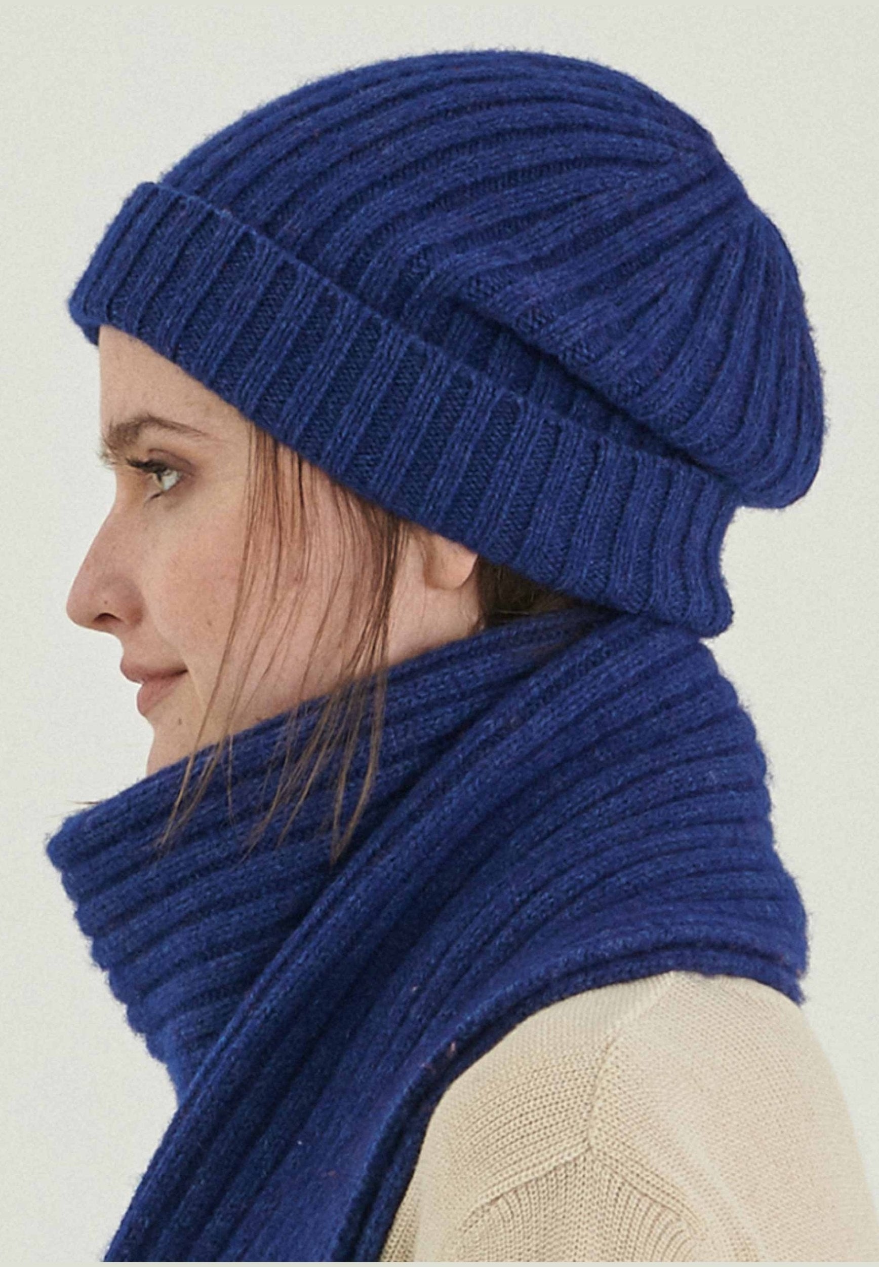 Unisex Strick-Beanie aus Bio-Merinowolle und Bio-Baumwolle