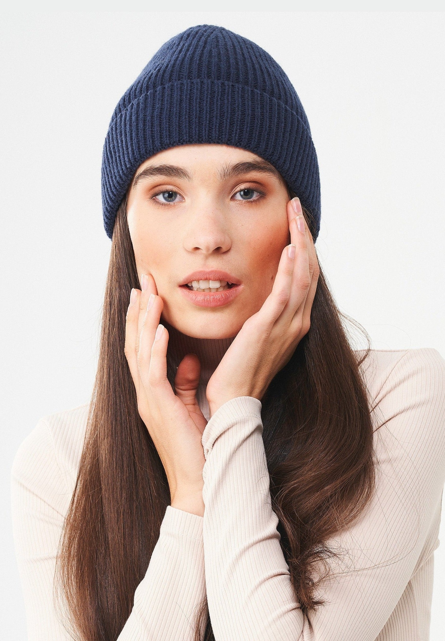 Unisex Strick-Beanie aus Bio-Merinowolle und Bio-Baumwolle
