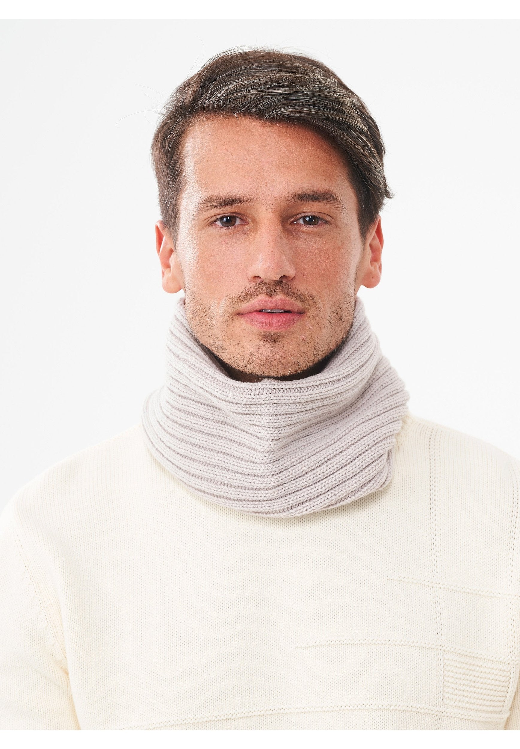 Unisex Strick Loop Schal aus Bio-Merinowolle und Bio-Baumwolle