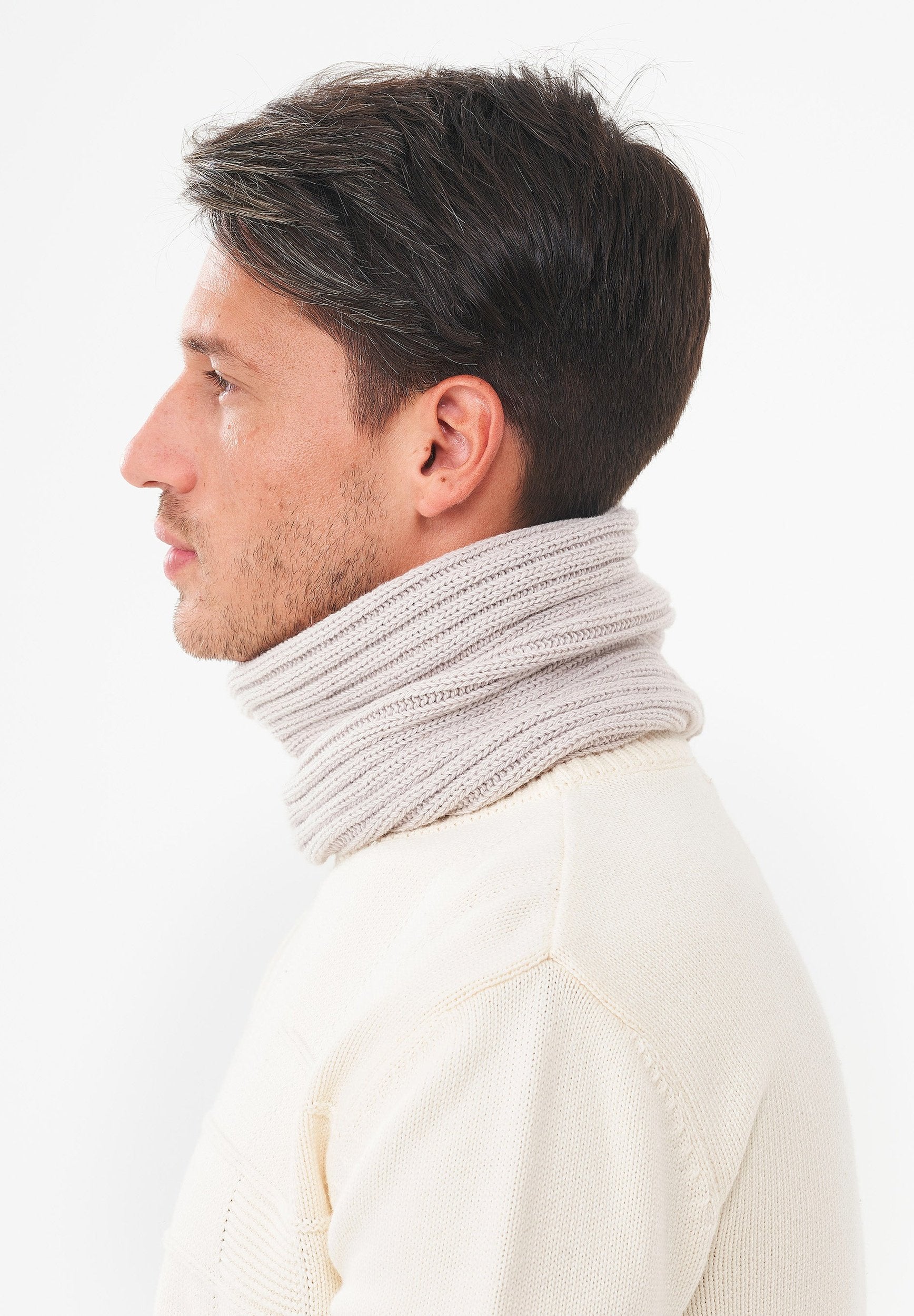 Unisex Strick Loop Schal aus Bio-Merinowolle und Bio-Baumwolle