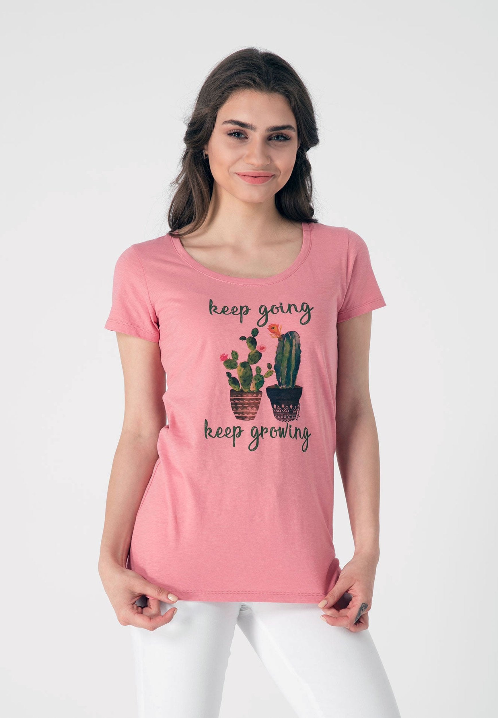 T-Shirt aus Bio-Baumwolle mit Kaktus Motiv