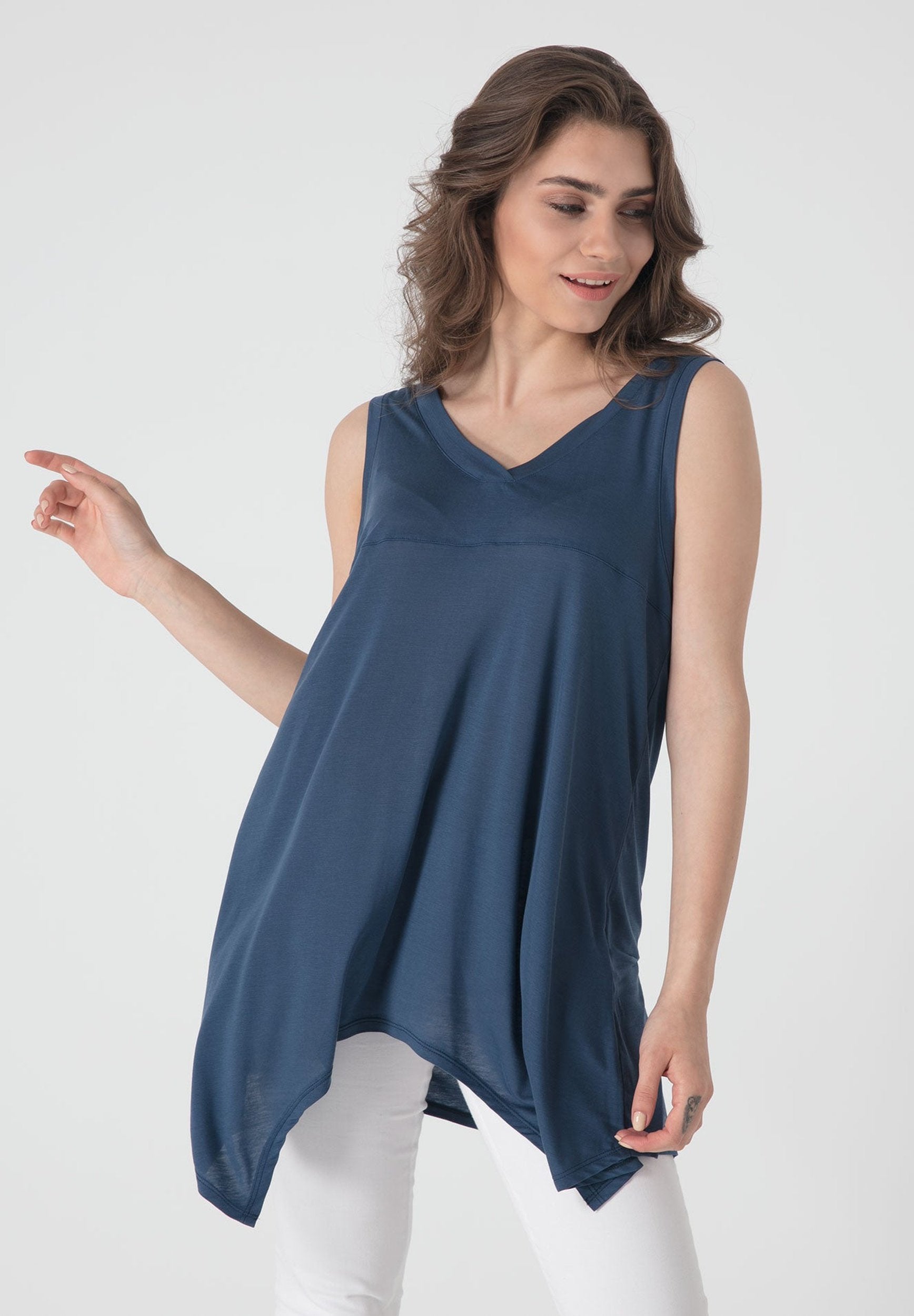 Asymmetrischer Tank-Top aus TENCEL™ Lyocell
