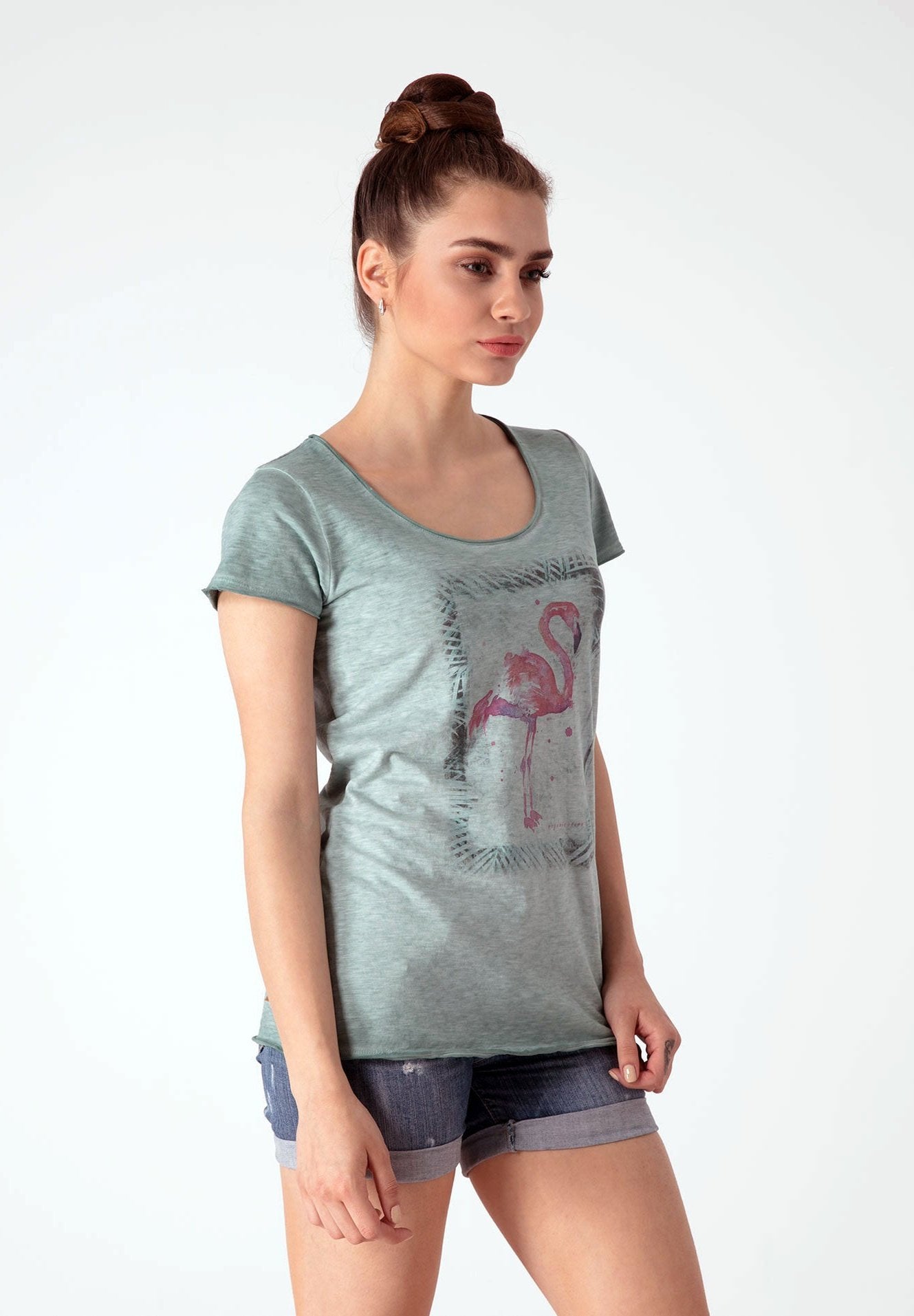 T-Shirt aus Bio-Baumwolle mit Flamingo Motive