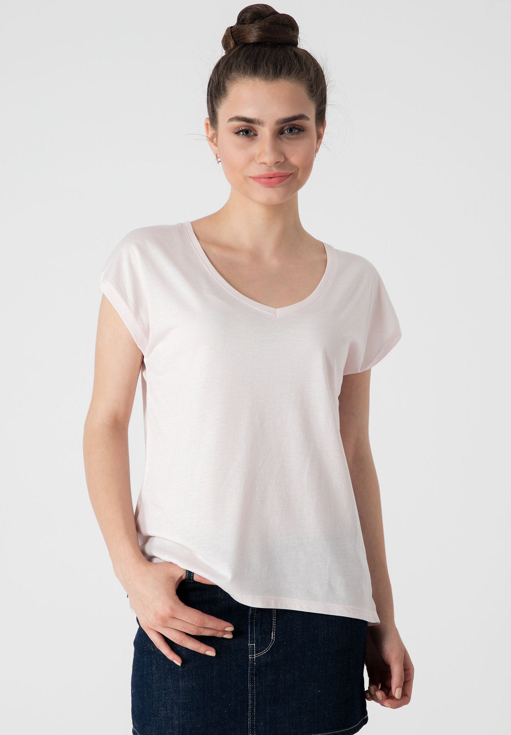 T-Shirt aus TENCEL™ Lyocell & Bio-Baumwolle mit längerem Rückenteil