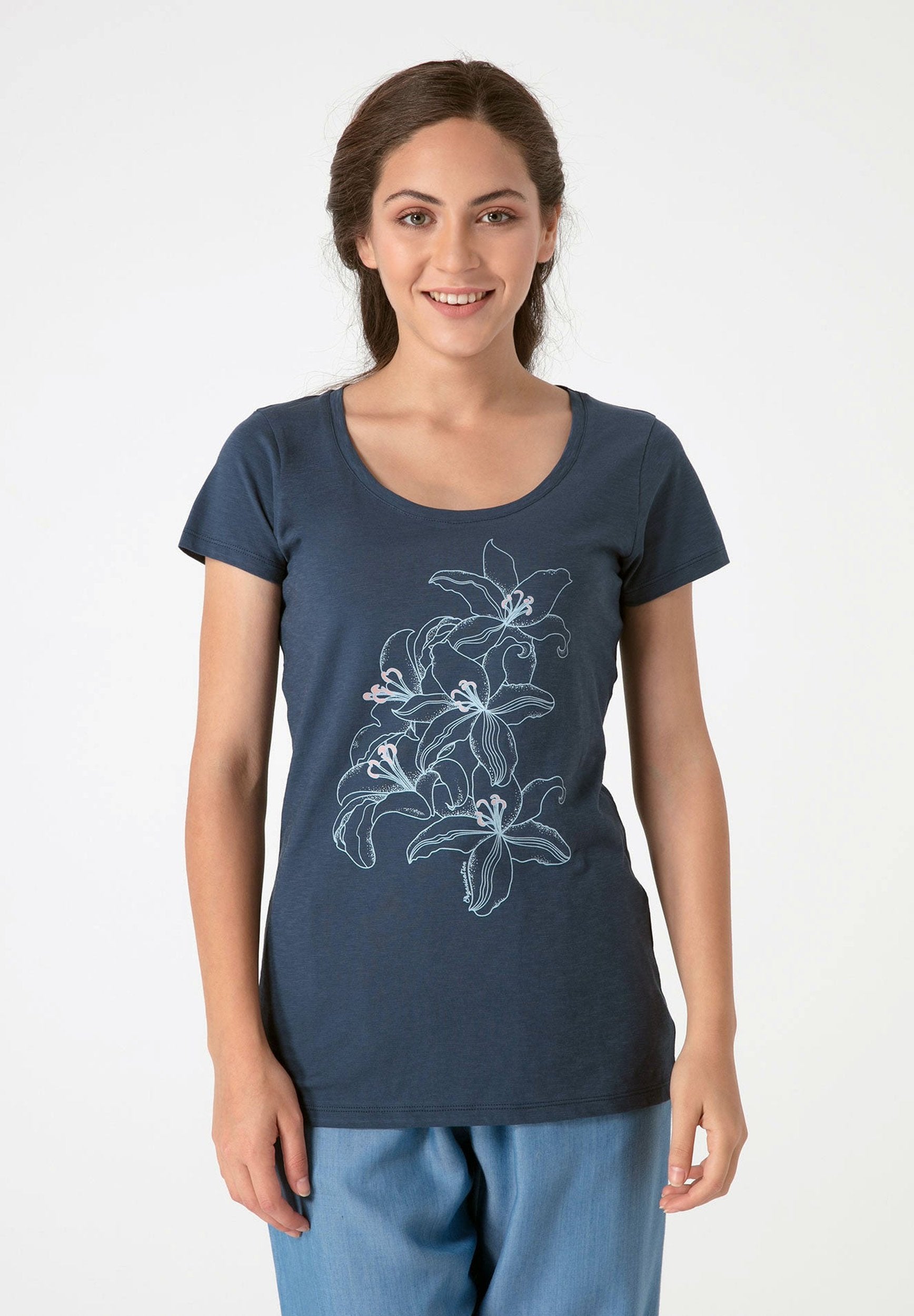 T-Shirt mit Lilie Motiv aus Bio-Baumwolle