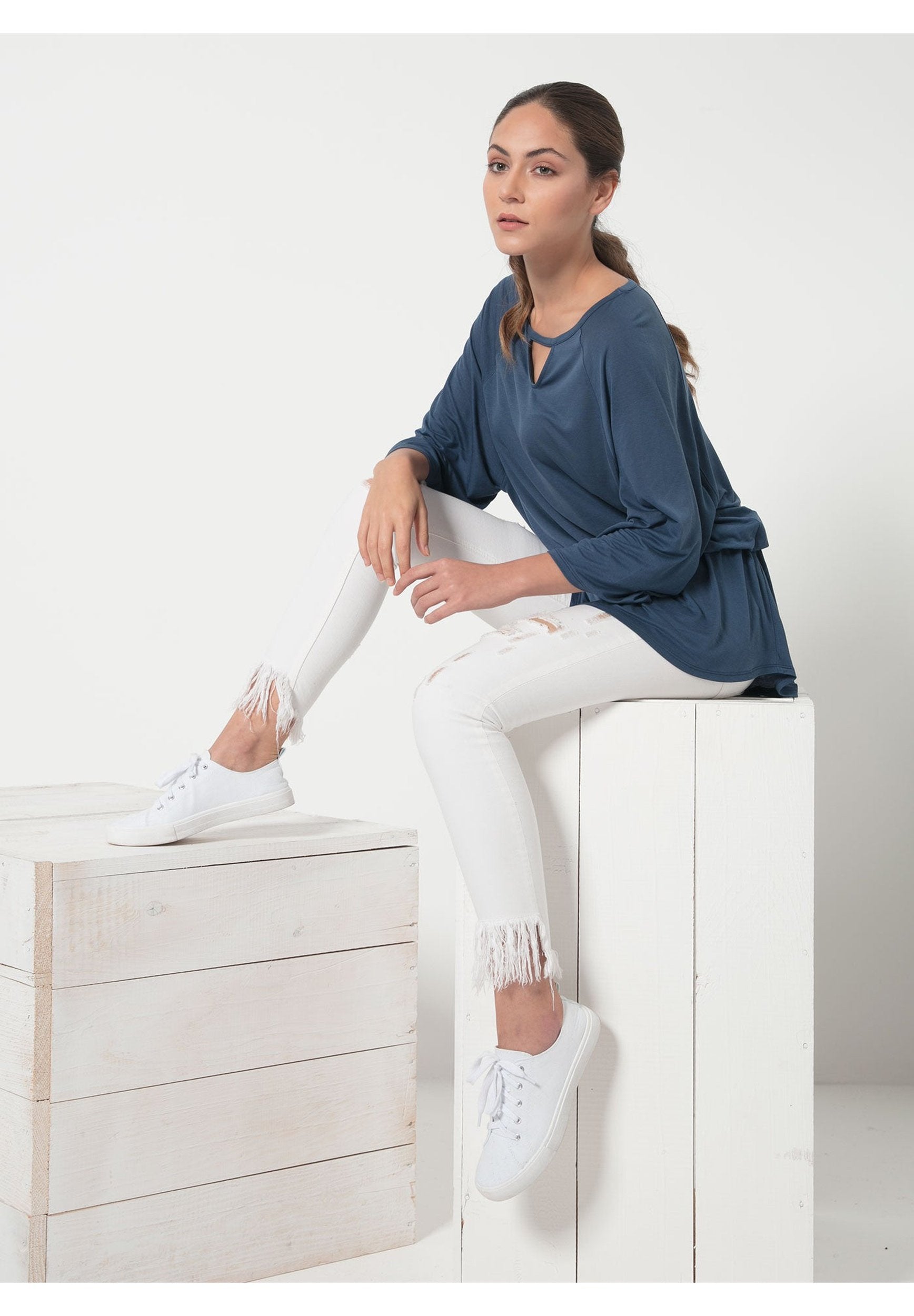Bluse aus TENCEL™ Lyocell mit 3/4-Arm