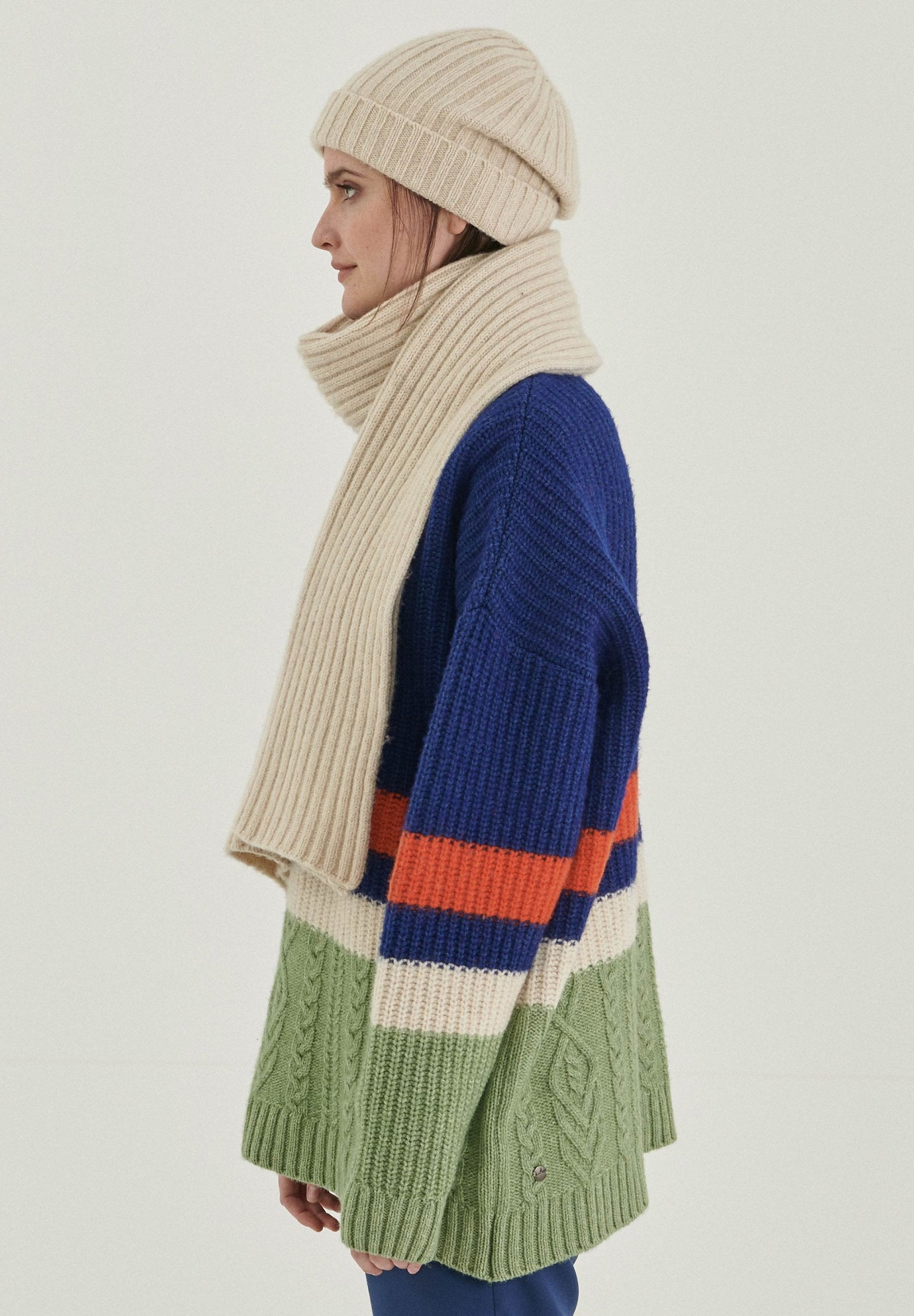 Unisex Strickschal aus Bio-Merinowolle und Bio-Baumwolle