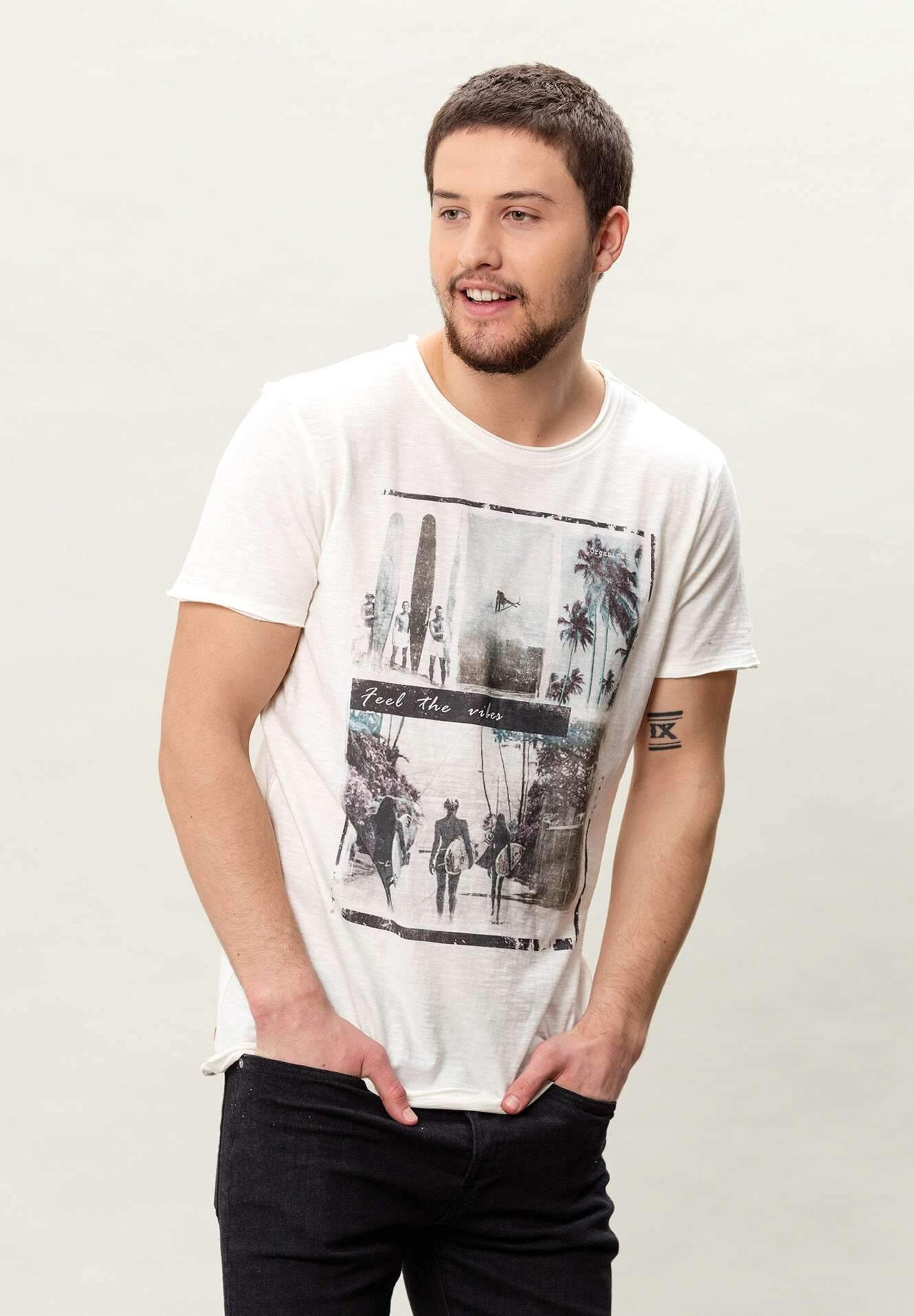 Herren Sustainable T shirt MOR3012 Offwhite