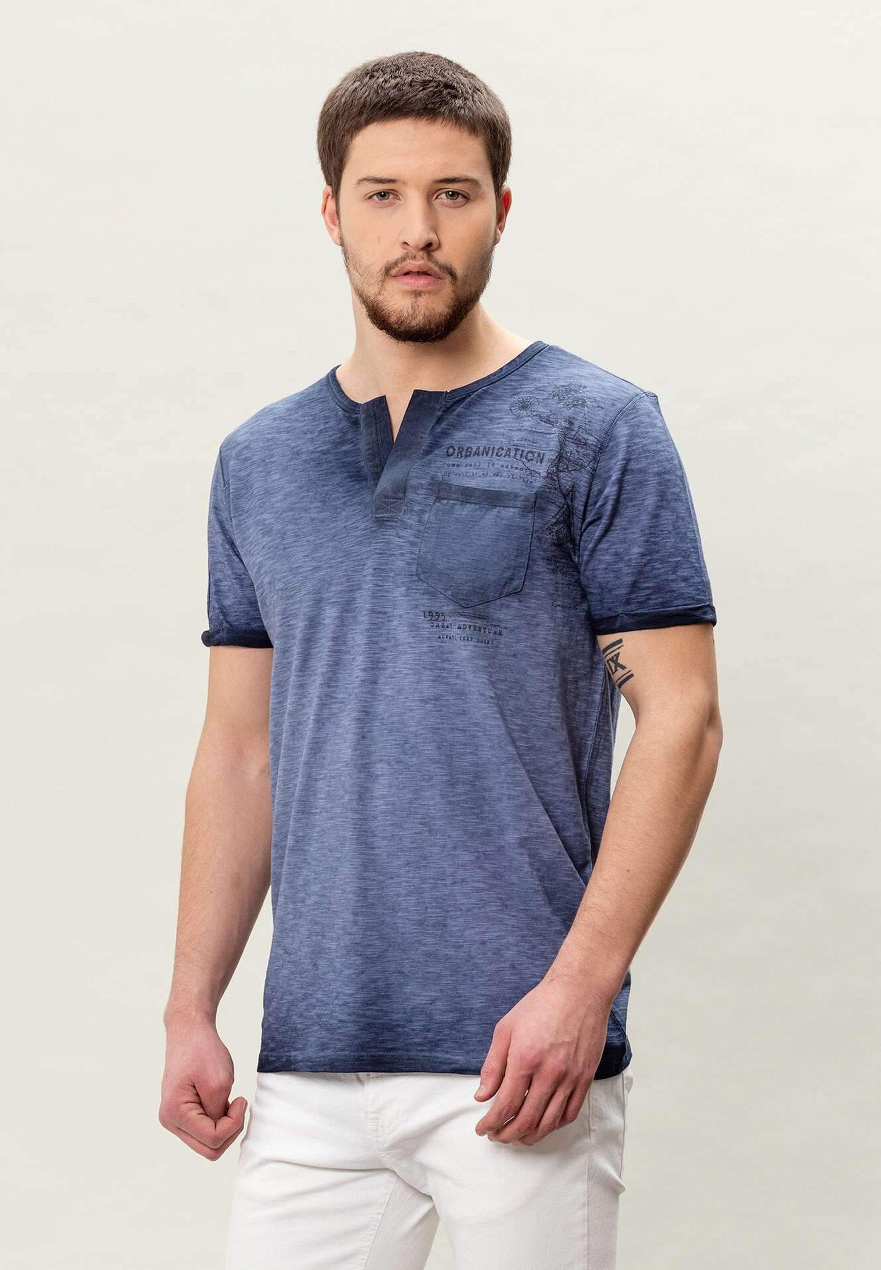 Henley T-shirt Fairtrade und Bio MOR3136 Indigo