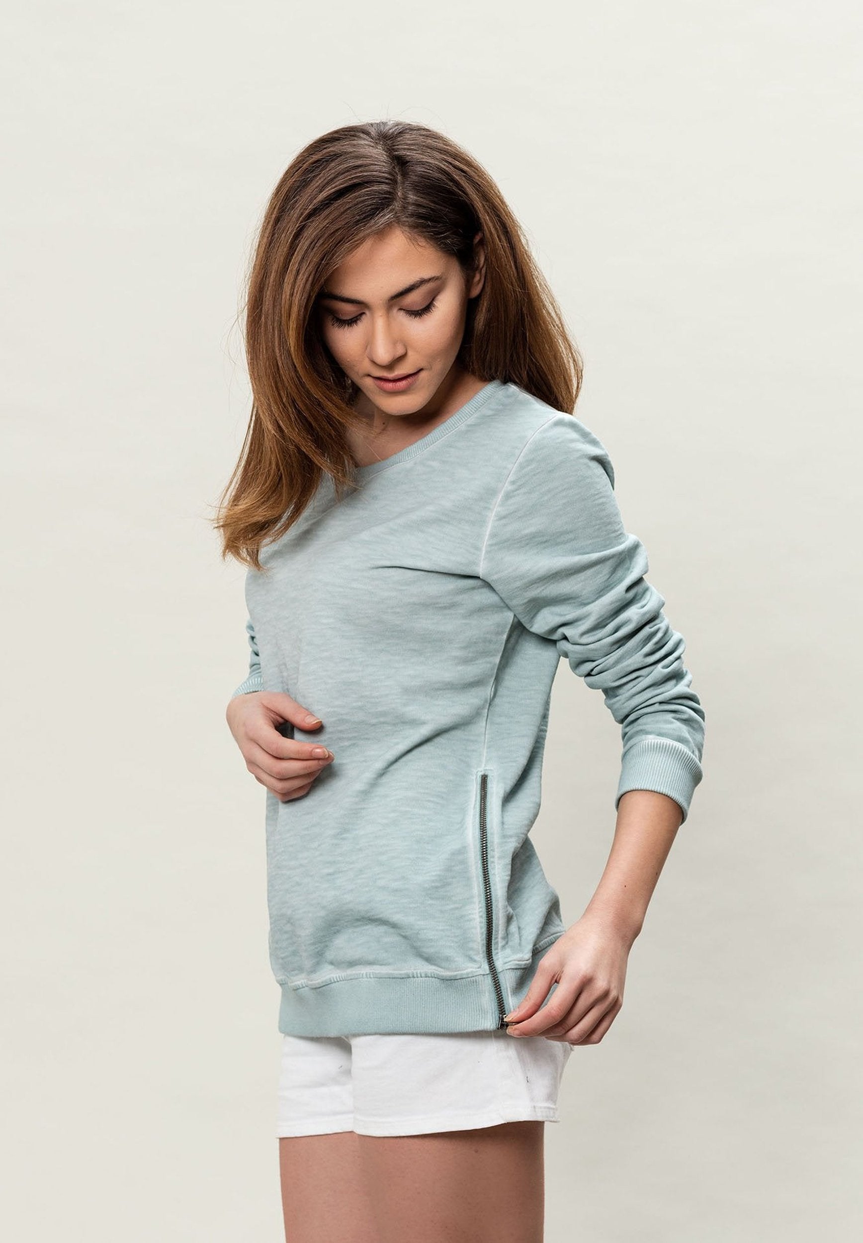Sweatshirt aus Bo-Baumwolle in Cold-Dye-Effekt