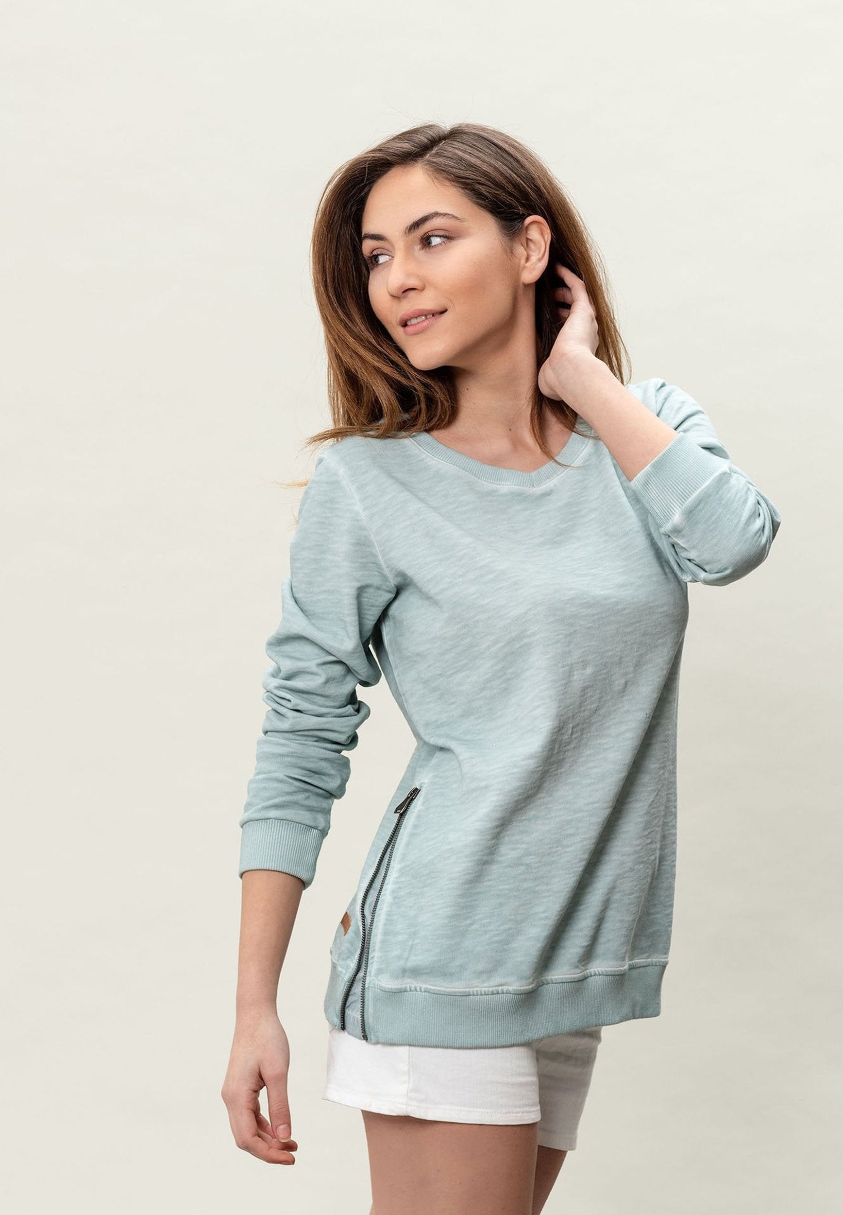 Sweatshirt aus Bo-Baumwolle in Cold-Dye-Effekt