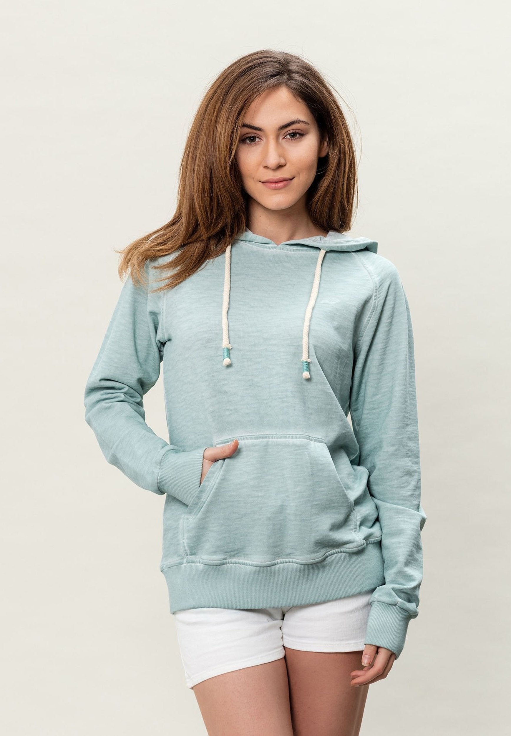 Damen Garment Dyed Kapuzenpullover