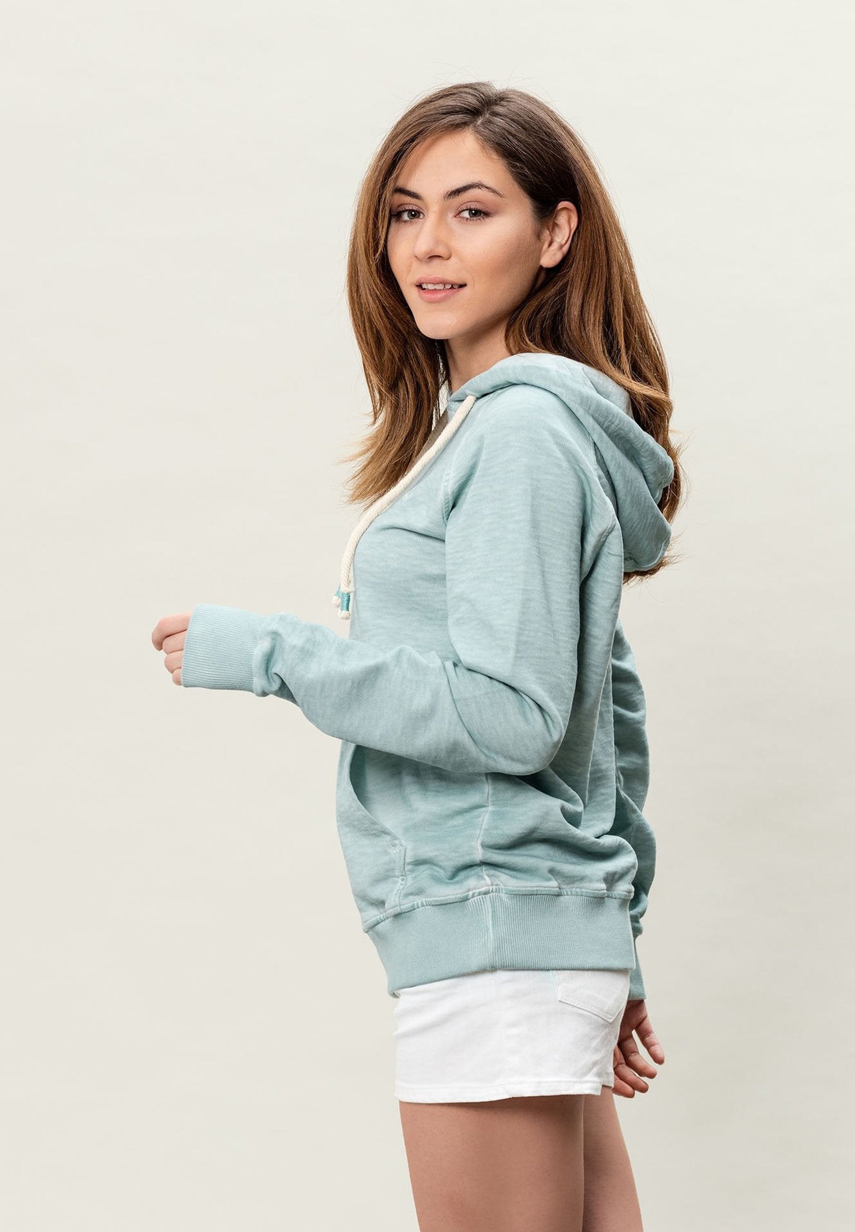 Damen Garment Dyed Kapuzenpullover