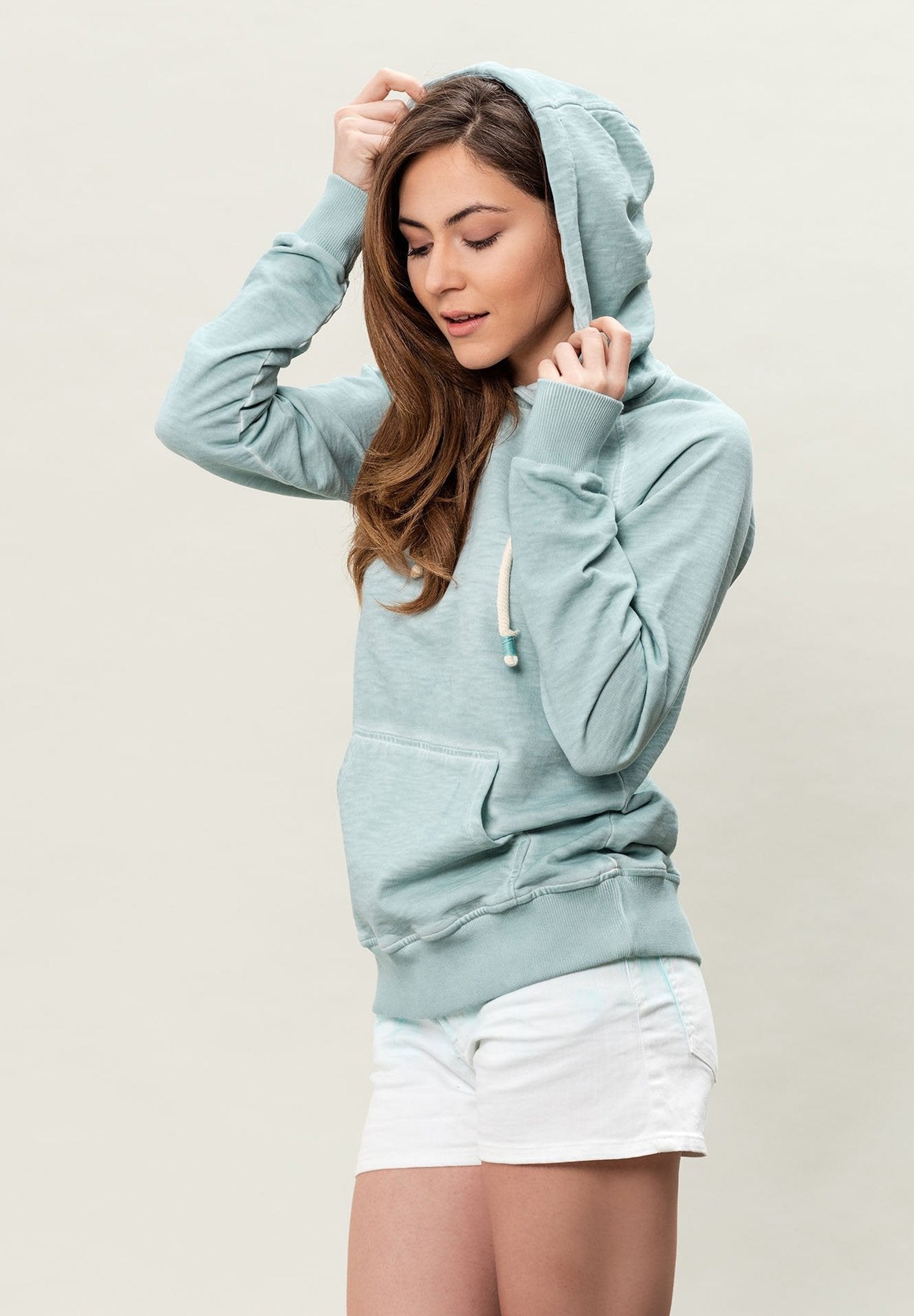 Damen Garment Dyed Kapuzenpullover