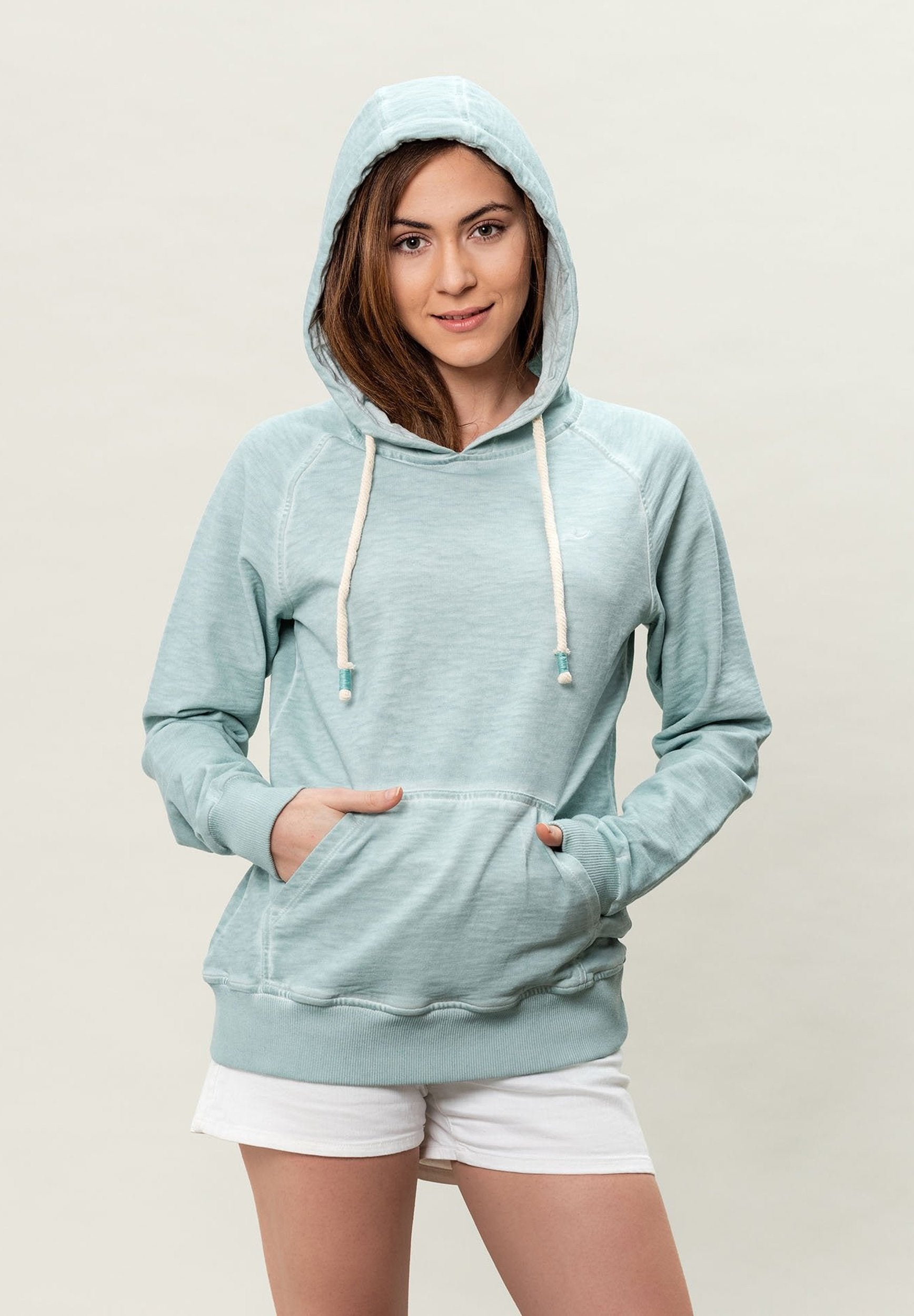 Damen Garment Dyed Kapuzenpullover