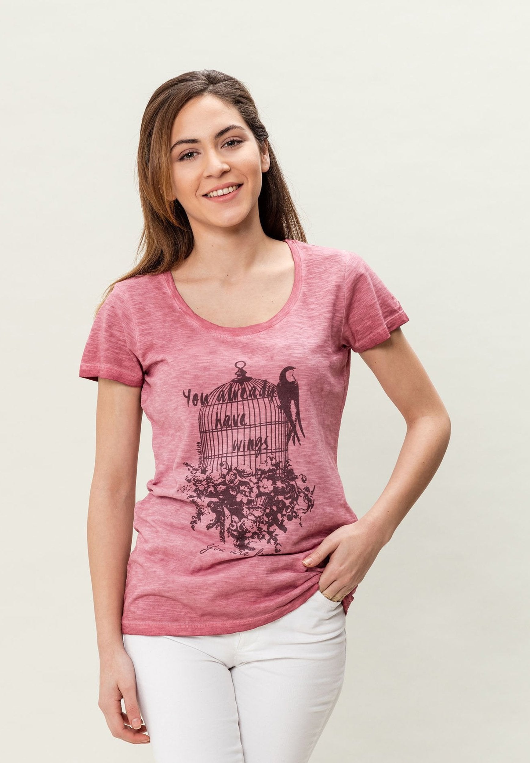 Damen T-Shirt aus Bio-Baumwolle mit Cold Pigment Dye-Effekt