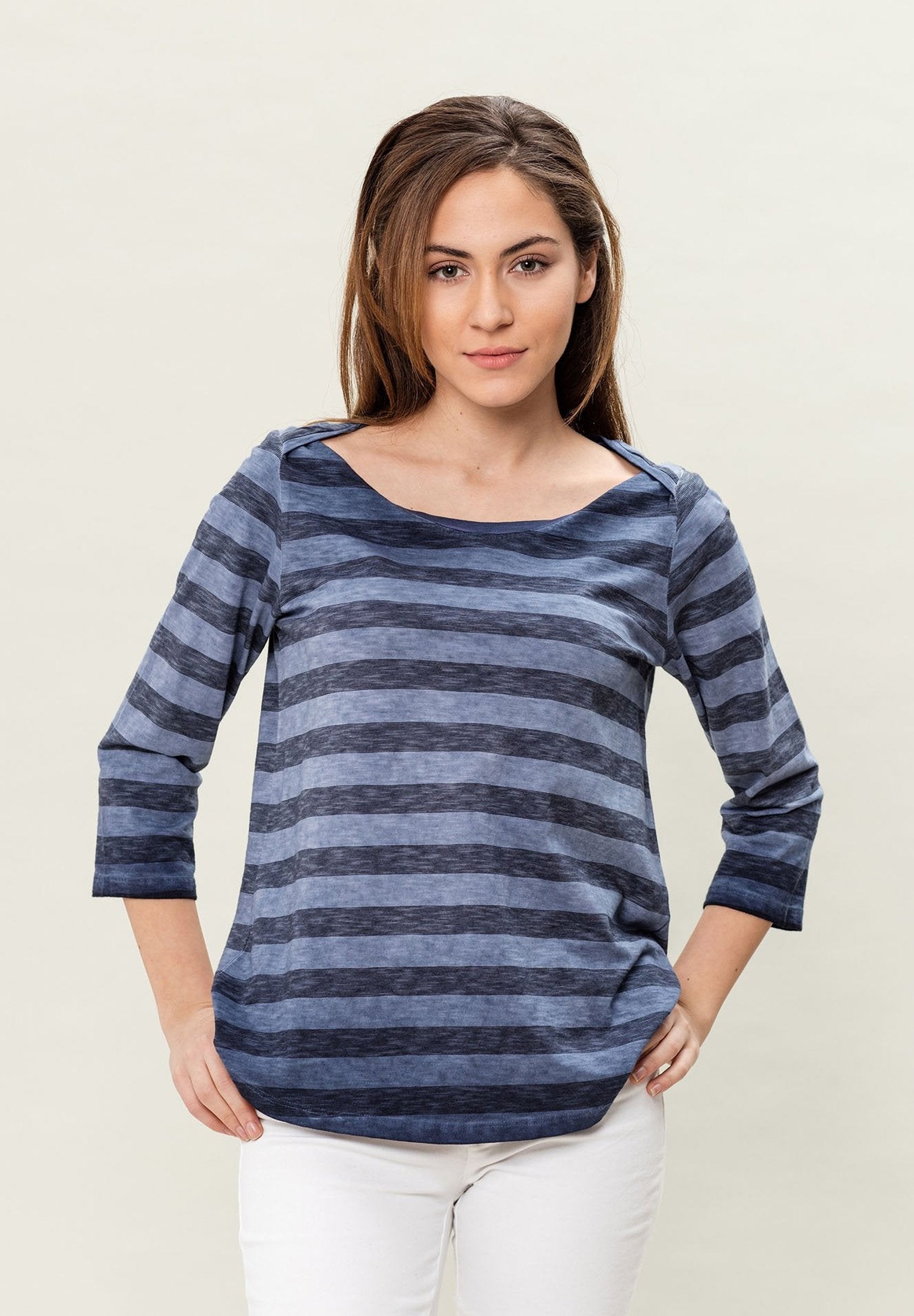 Damen Garment Dyed 3/4 Arm T-Shirt
