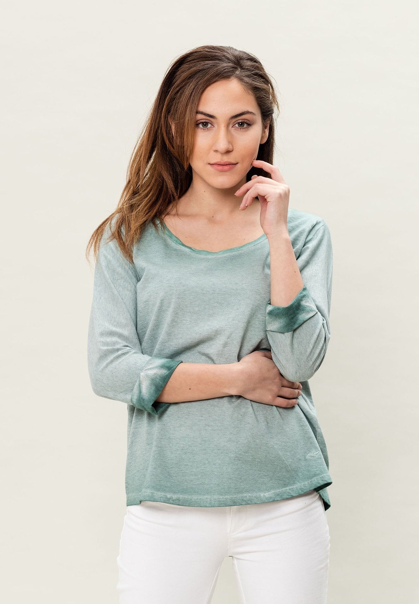Garment Dyed 3/4-Arm-T-Shirt aus Bio-Baumwolle
