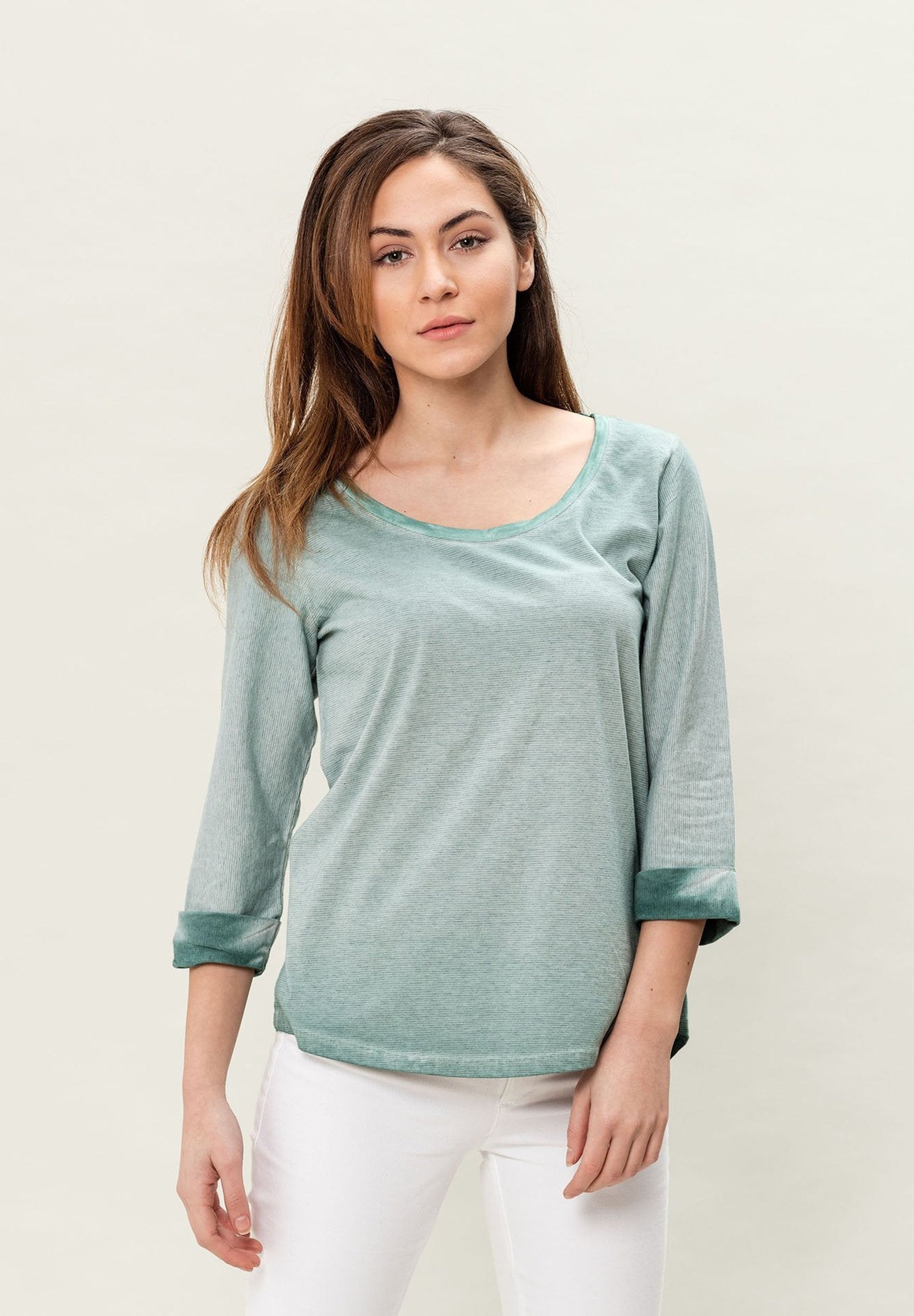 Garment Dyed 3/4-Arm-T-Shirt aus Bio-Baumwolle
