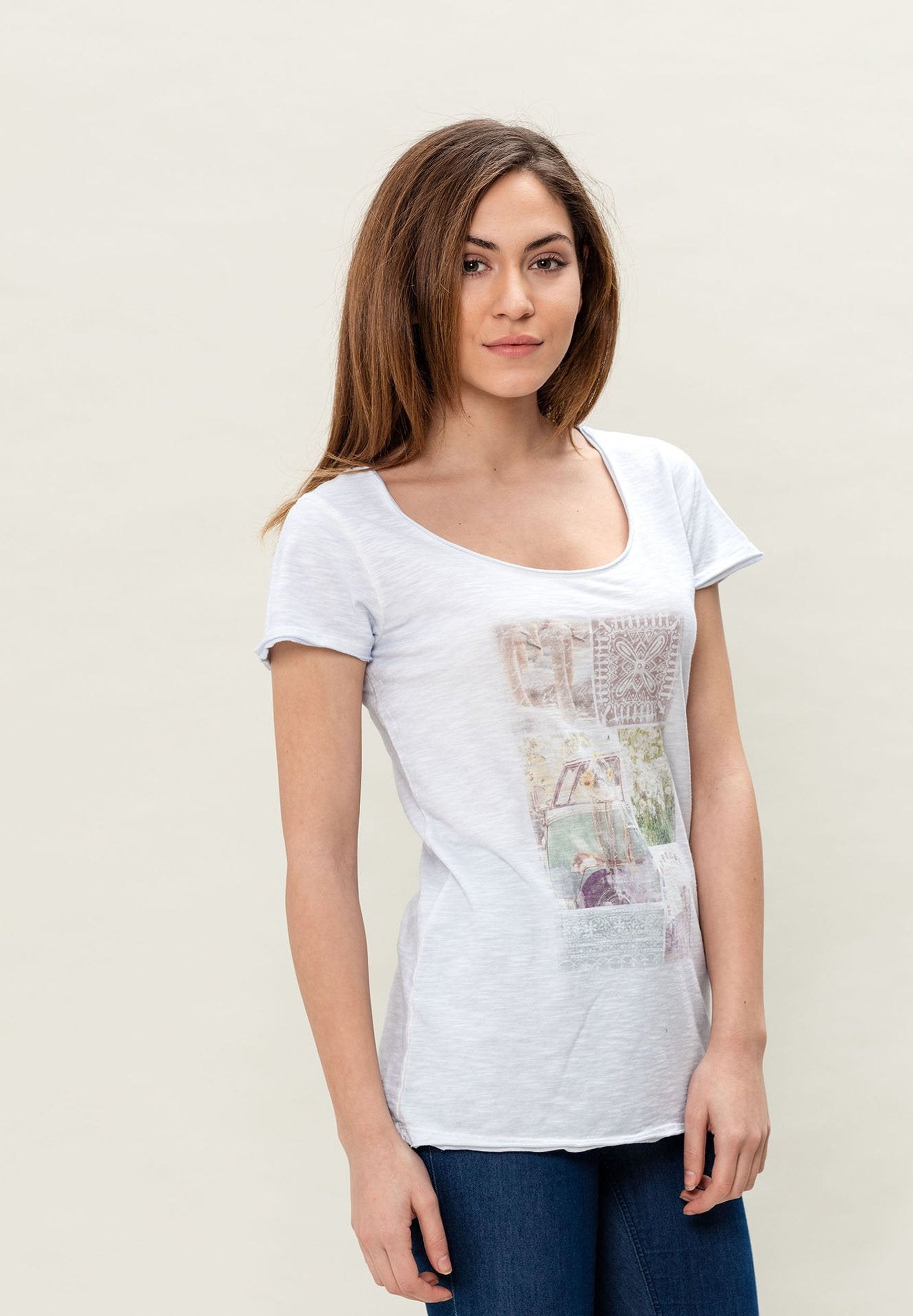 Damen T-Shirt aus Bio-Baumwolle mit Cold Pigment Dye-Effekt
