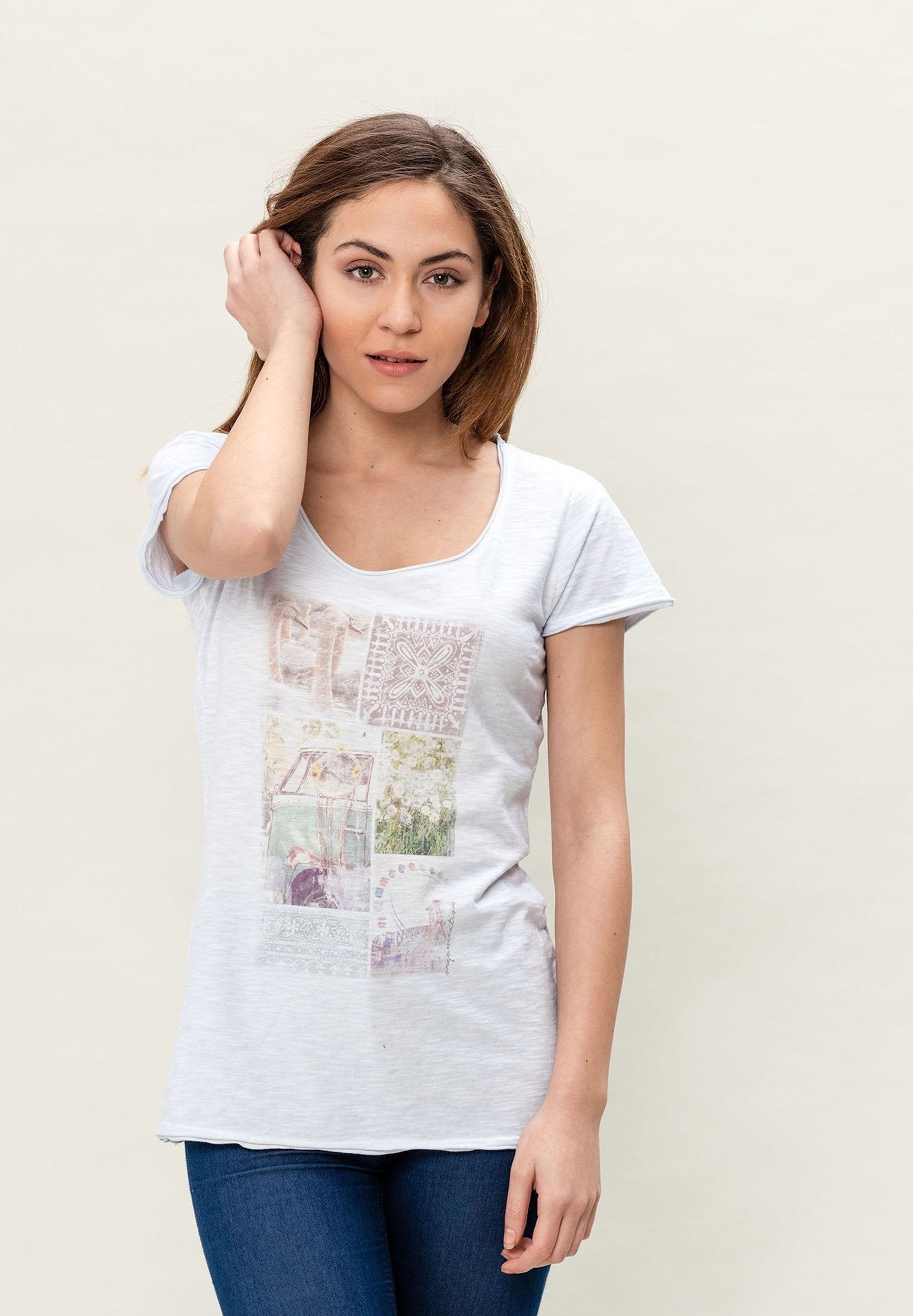 Damen T-Shirt aus Bio-Baumwolle mit Cold Pigment Dye-Effekt