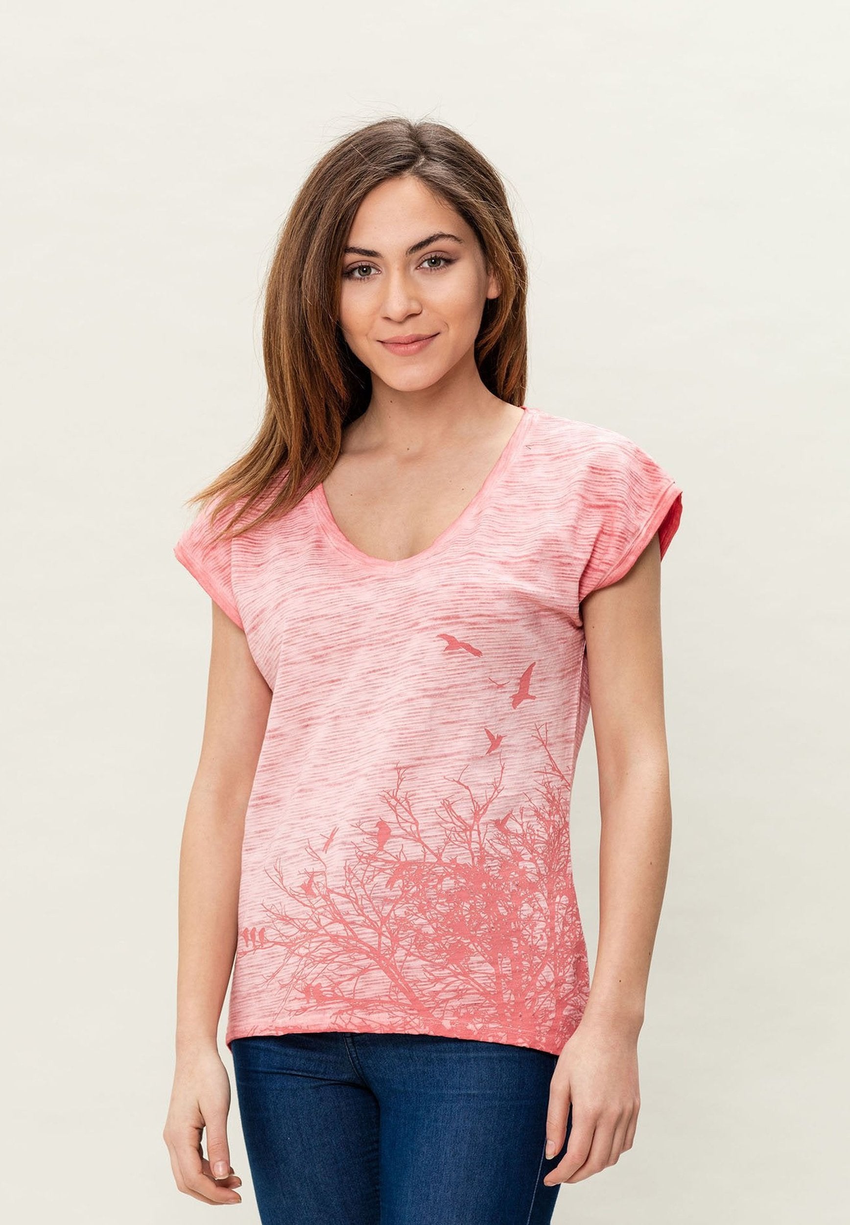 T-Shirt aus Bio-Baumwolle mit längerem Rückenteil