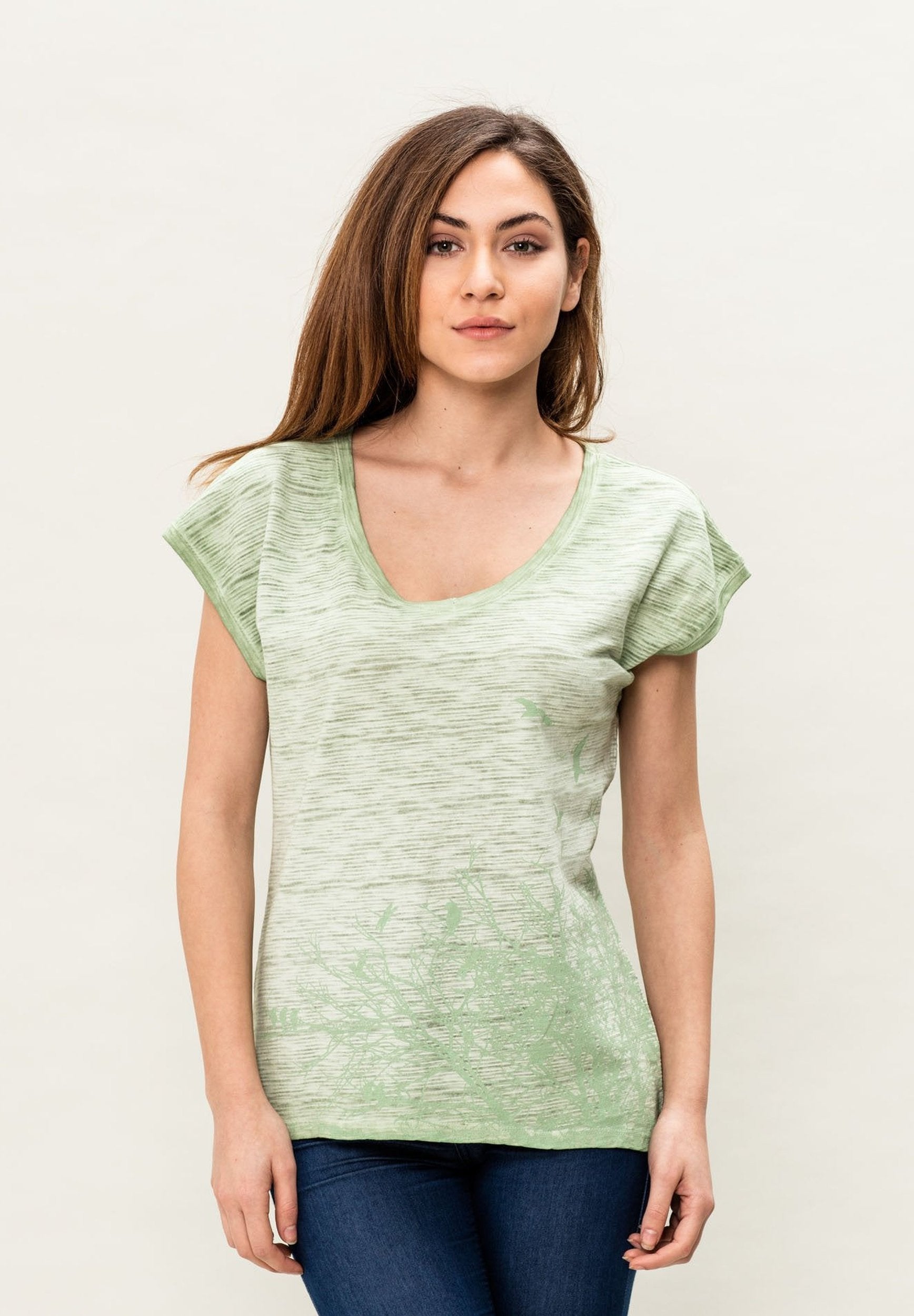 T-Shirt aus Bio-Baumwolle mit längerem Rückenteil