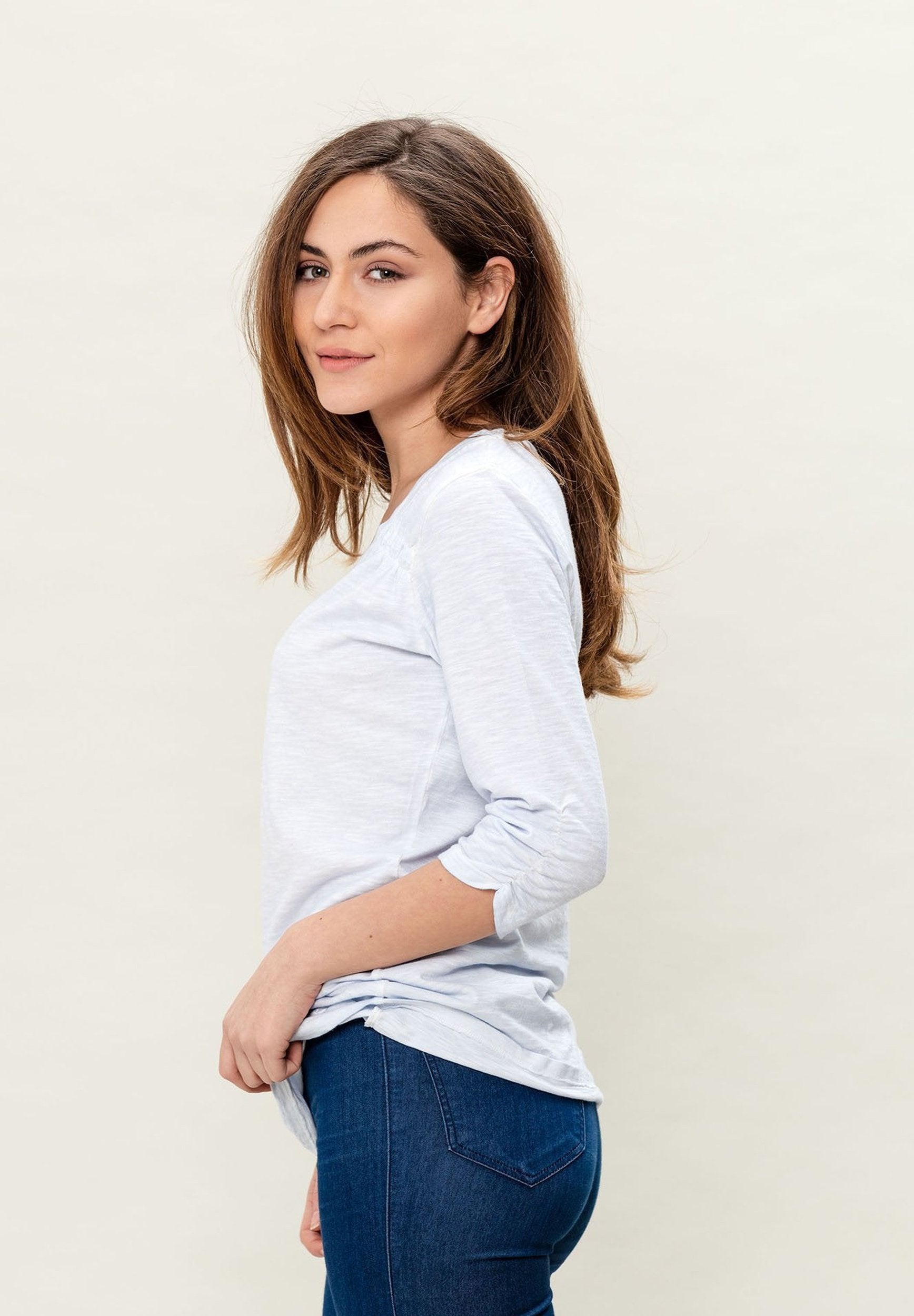 Garment Dyed 3/4-Arm-T-Shirt aus Bio-Baumwolle