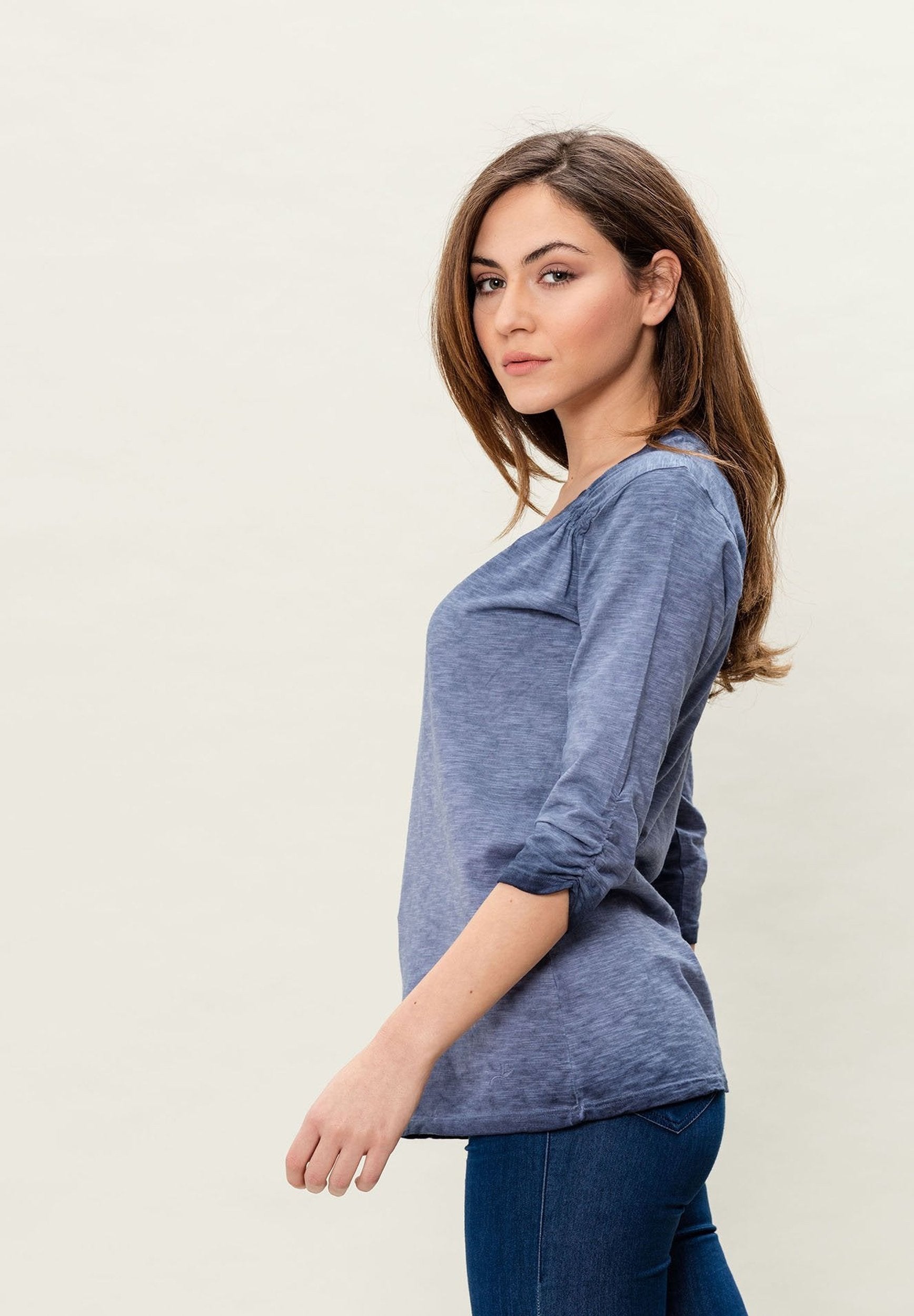 Garment Dyed 3/4-Arm-T-Shirt aus Bio-Baumwolle