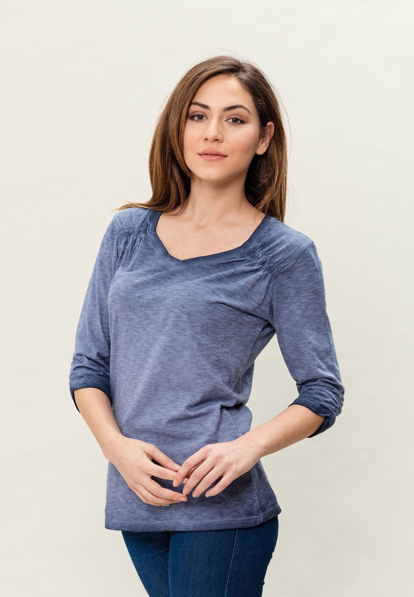 Garment Dyed 3/4-Arm-T-Shirt aus Bio-Baumwolle