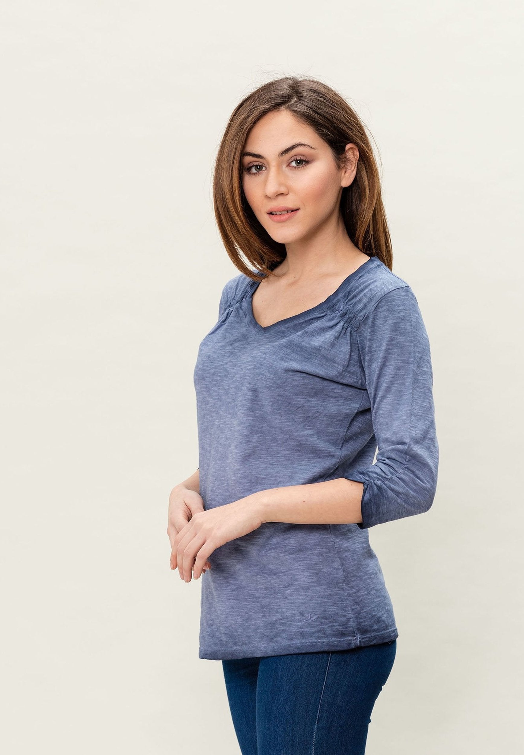 Garment Dyed 3/4-Arm-T-Shirt aus Bio-Baumwolle