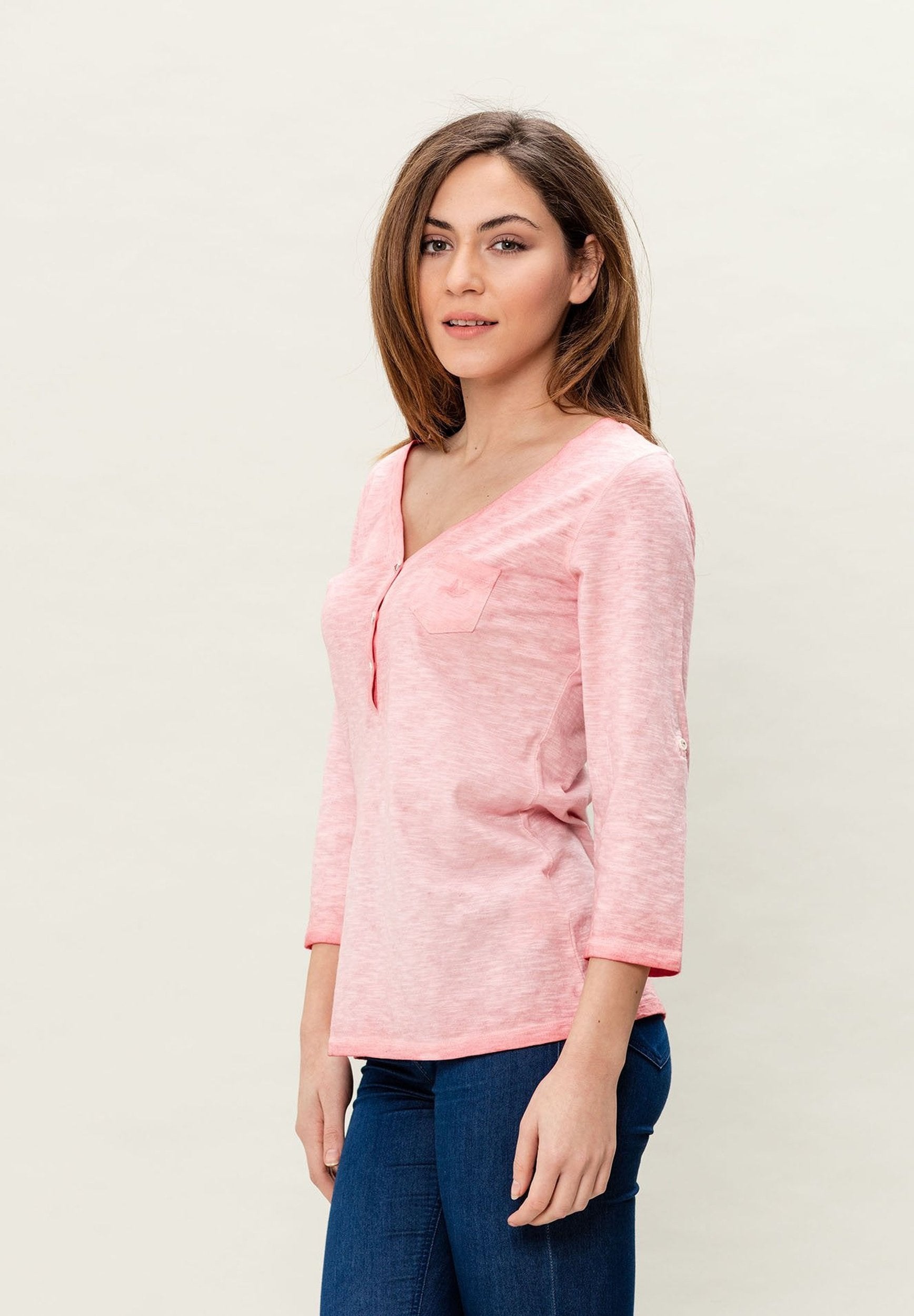 Garment Dyed 3/4-Arm-T-Shirt aus Bio-Baumwolle