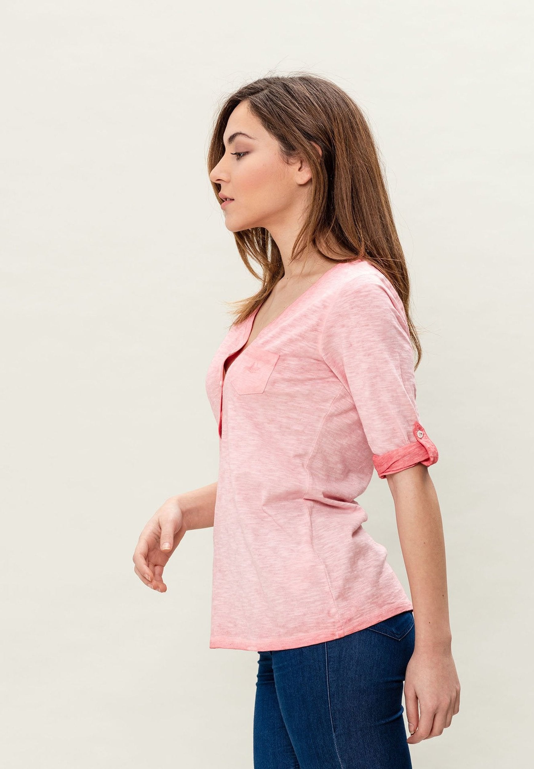 Garment Dyed 3/4-Arm-T-Shirt aus Bio-Baumwolle